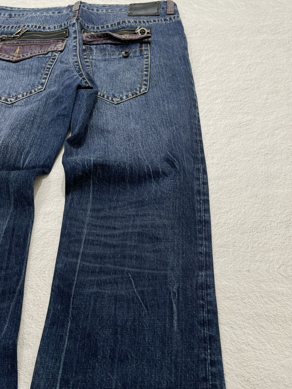 Japanese Brand 2000s Semantic Flare Raw Denim Ripped Baggy Jeans Y2K Size US 36 / EU 52 - 8 Thumbnail