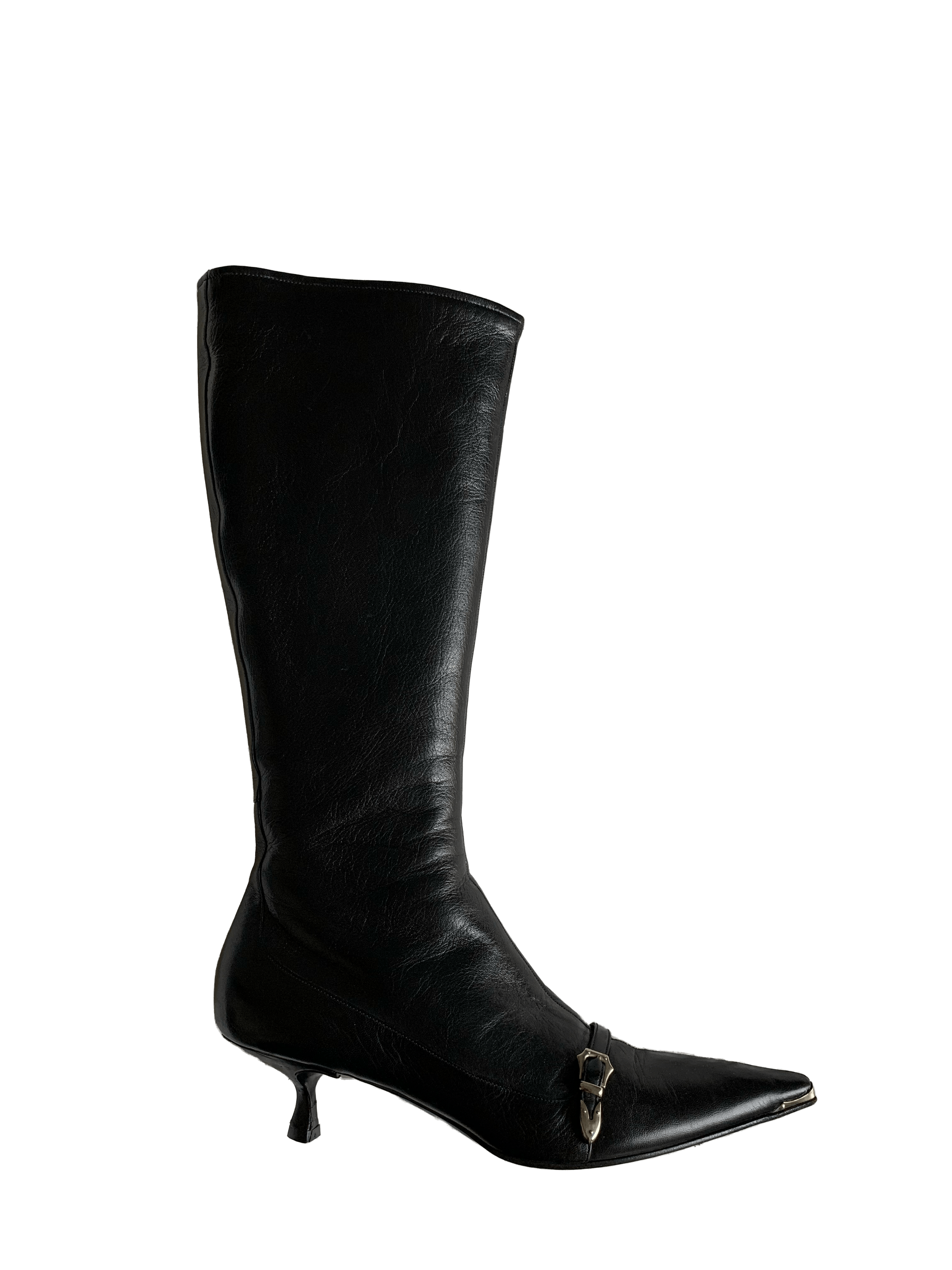 Prada 90s Prada leather kitten heels boots Size US 8.5 / IT 38.5 - 3 Thumbnail