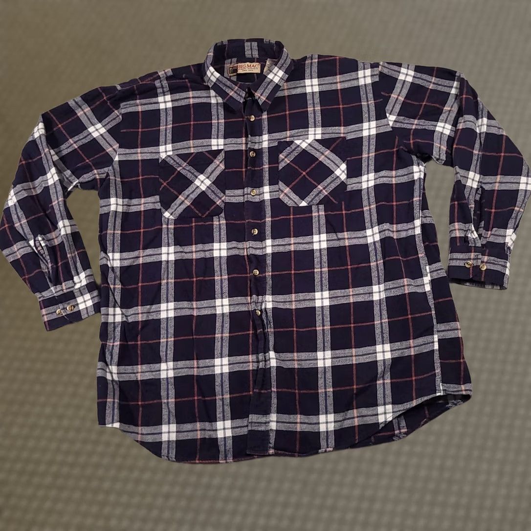 Vintage VINTAGE Big Mac Flannel Shirt Mens 2XL Navy Blue Red Gray Plaid Long Sleeve Workwear Size US XXL / EU 58 / 5 - 1 Thumbnail