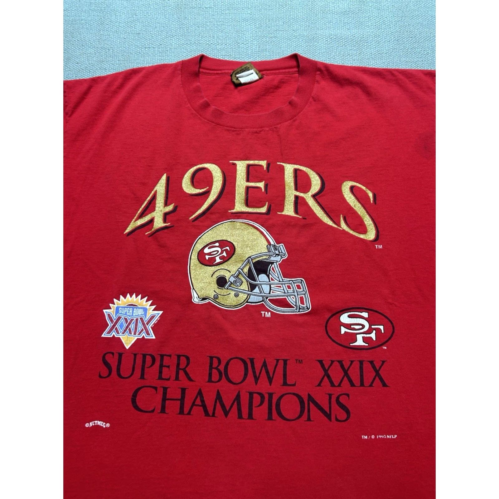Nutmeg VINTAGE Nutmeg San Francisco 49ers NFL Football T-Shirt XL Red 90s Graphic shirt Men Boys Mens 49ers Super Bowl Champs Size US XL / EU 56 / 4 - 5 Thumbnail