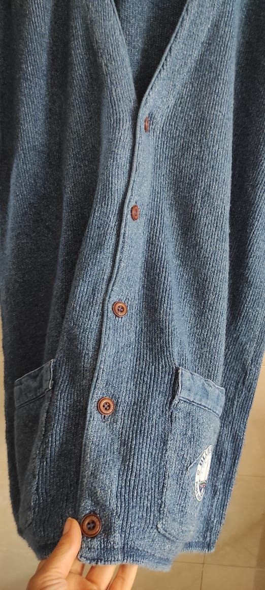 Vintage Blue Willis Spectacular Indigo Jean Denim Cable Cardigan XL Size US L / EU 52-54 / 3 - 3 Thumbnail