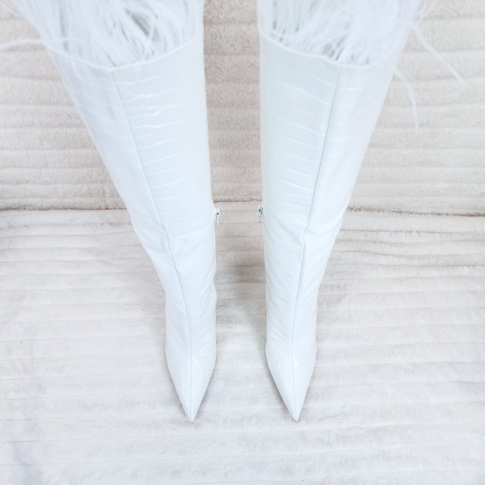 Other Flirty White Snake Texture Knee High Heel Stiletto Boots Sex Size US 6 / IT 36 - 5 Thumbnail