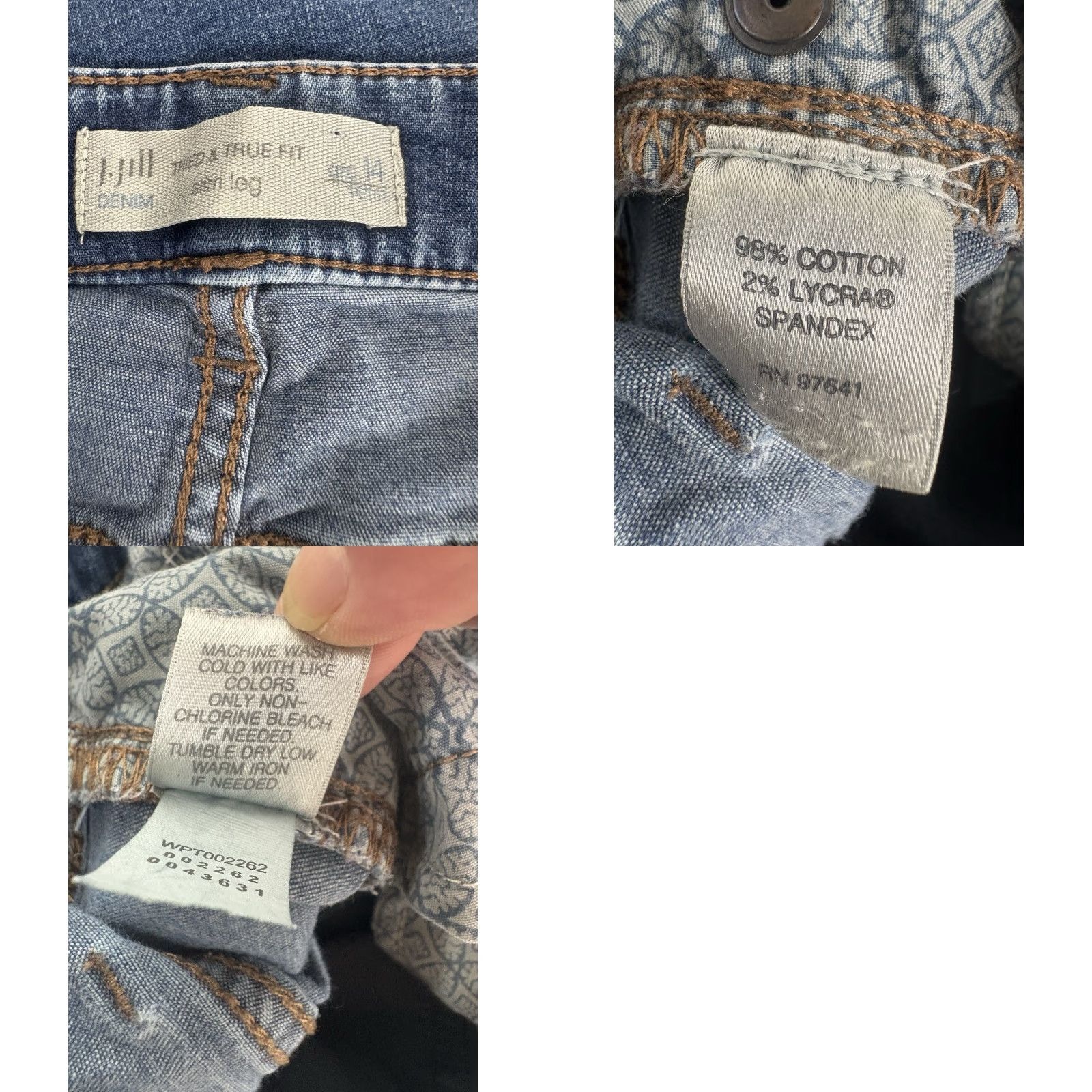 J. Jill VINTAGE J Jill Slim Leg Jeans Womens Size 14P Mid Rise Cotton Spandex Blue 5-Pocket Casual Size 36" / US 14 / IT 50 - 8 Thumbnail