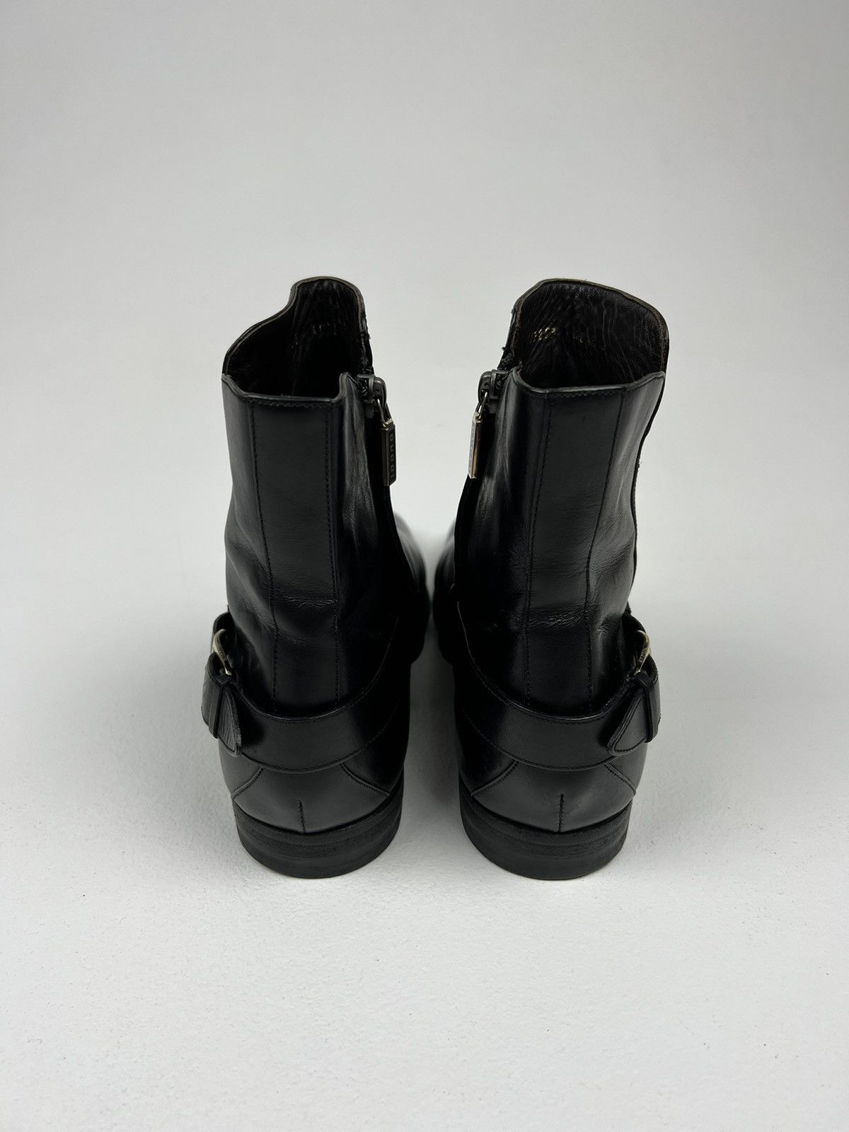 Gucci GUCCI Boots Ankle Leather Shoes Side Zip Straps Black Men’s Size US 7.5 / EU 40-41 - 10 Thumbnail