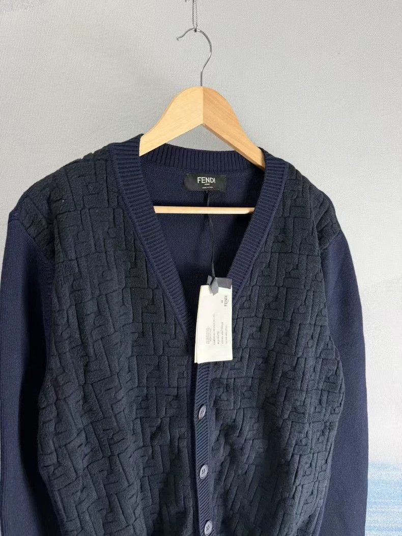 Fendi Fendi Deep Blue Wool Cardigan with Print Size US L / EU 52-54 / 3 - 2 Thumbnail