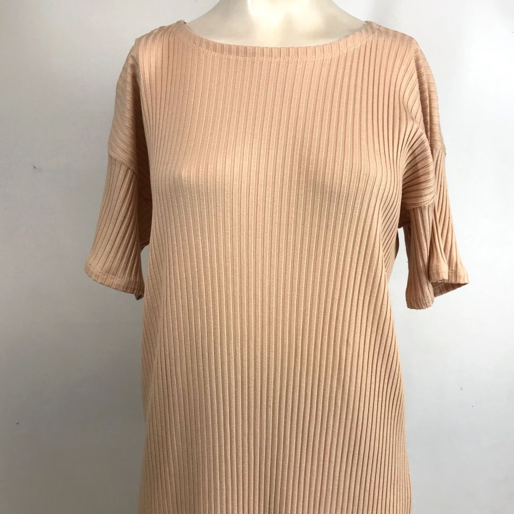Eileen Fisher EILEEN FISHER Midi Dress Peach Size S Ribbed Knit Tencel Lyocell Spandex Women Size S / US 4 / IT 40 - 2 Thumbnail