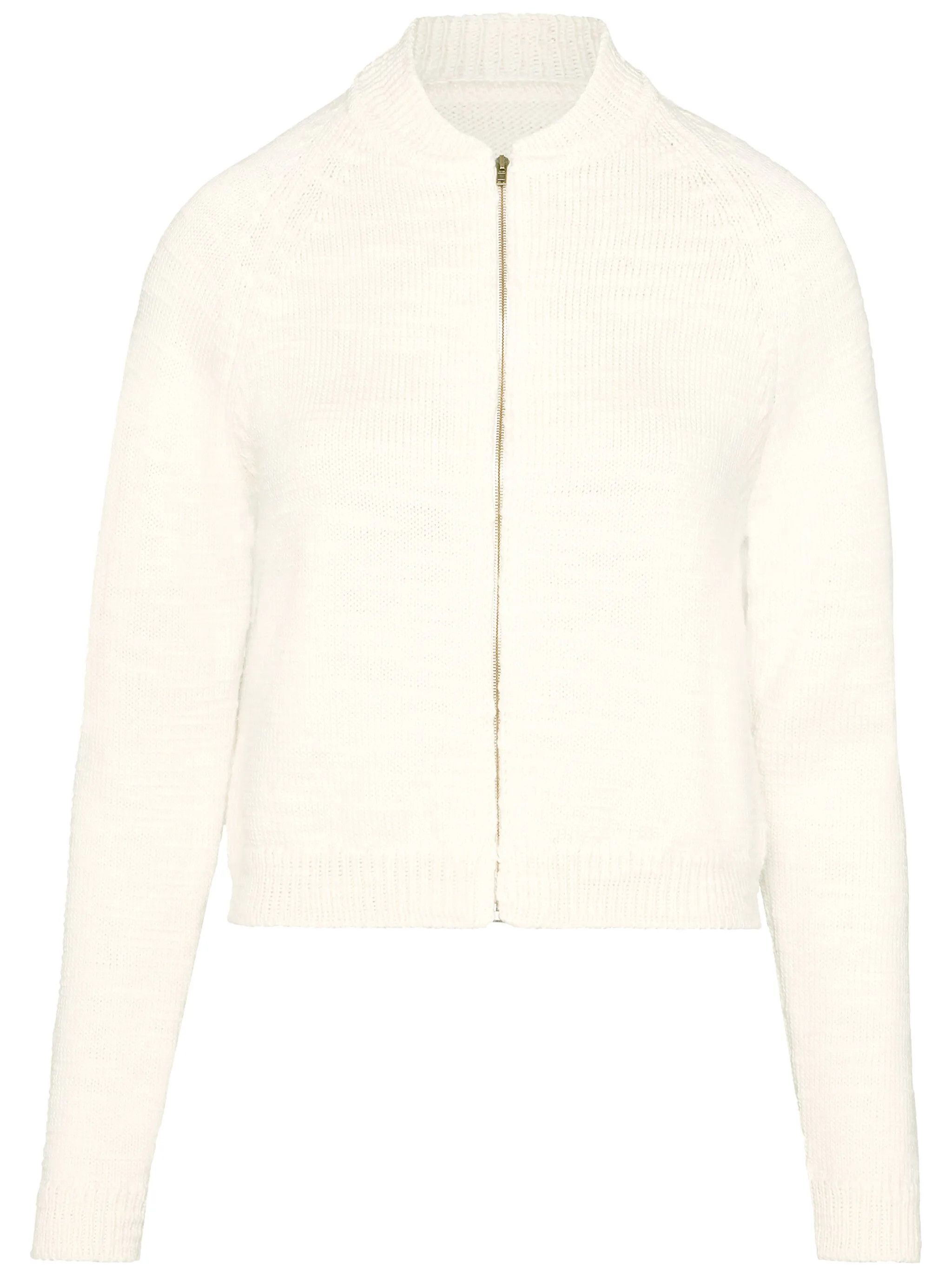 oc11z0925 Ribbed-knit Wool Cropped Cardigan in Off White
