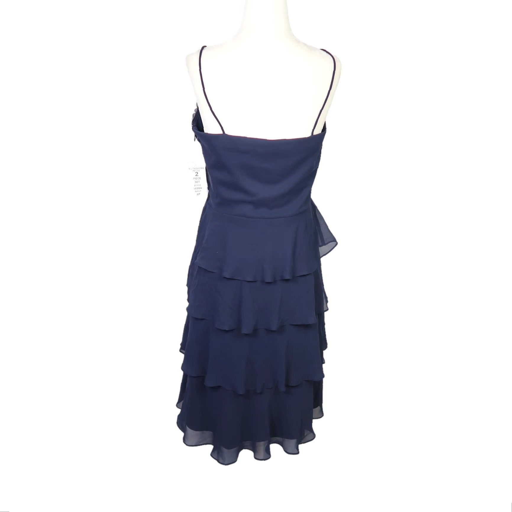 Vintage VINTAGE Y2K navy blue tiered ruffle skirt party dress 6P Mini Bohemian Size 28" / US 6 / IT 42 - 2 Thumbnail