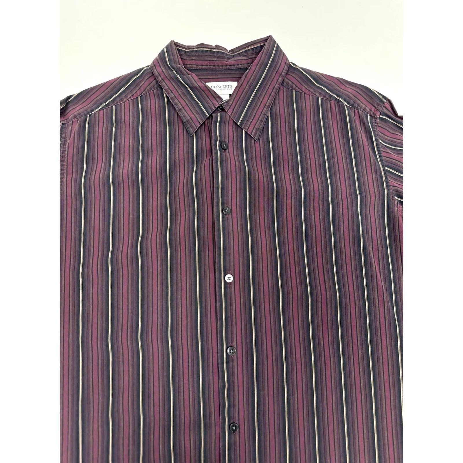 Vintage Concepts by Claiborne Shirt Men's 2XL Long Sleeve Striped Button Up Size US XXL / EU 58 / 5 - 2 Thumbnail