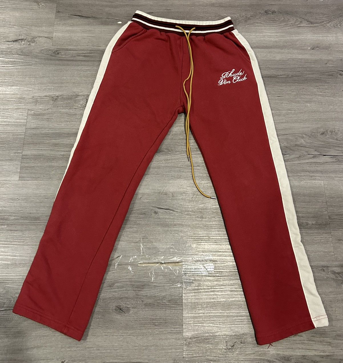 Rhude East Hampton sweatpants in red and cream