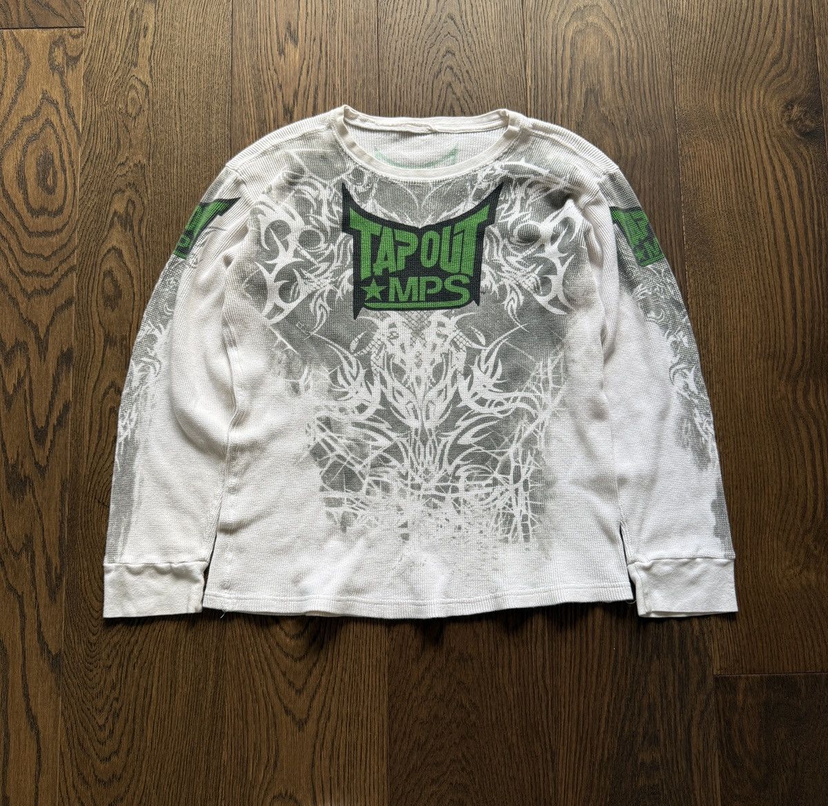 Vintage Y2K Tapout Waffle Knit Thermal Graphic Shirt