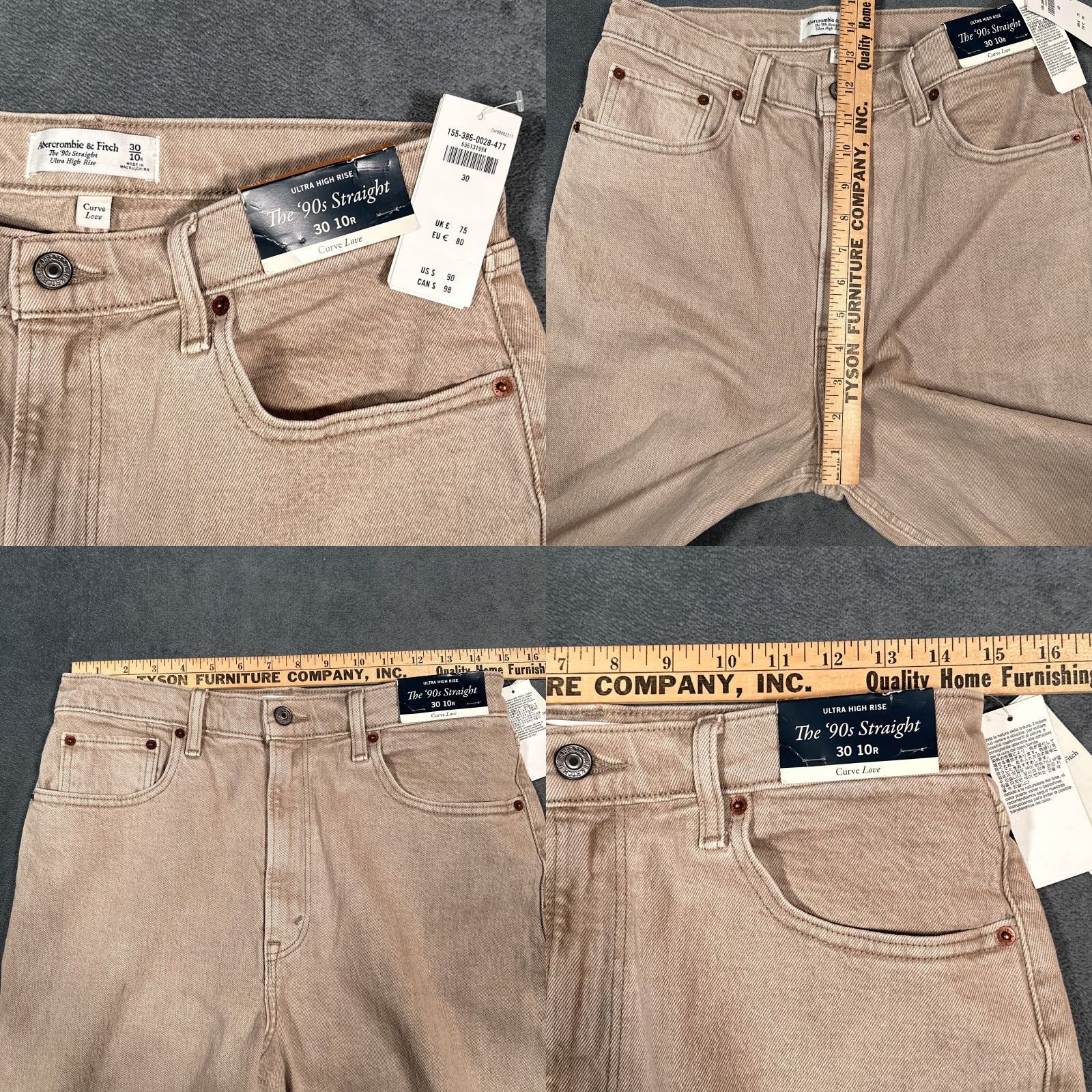Abercrombie & Fitch VINTAGE Abercrombie & Fitch Women's Jeans 30/10R Khaki High Rise Straight Retro 90s Denim Size 30" / US 8 / IT 44 - 8 Thumbnail