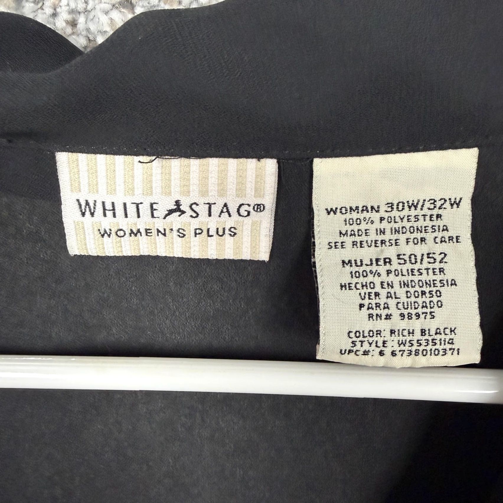 Vintage White Stag Blouse Tunic 30W/32W Plus Sheer Layering Goth Witchy Office Siren Size 4XL / US 24-26 - 5 Thumbnail