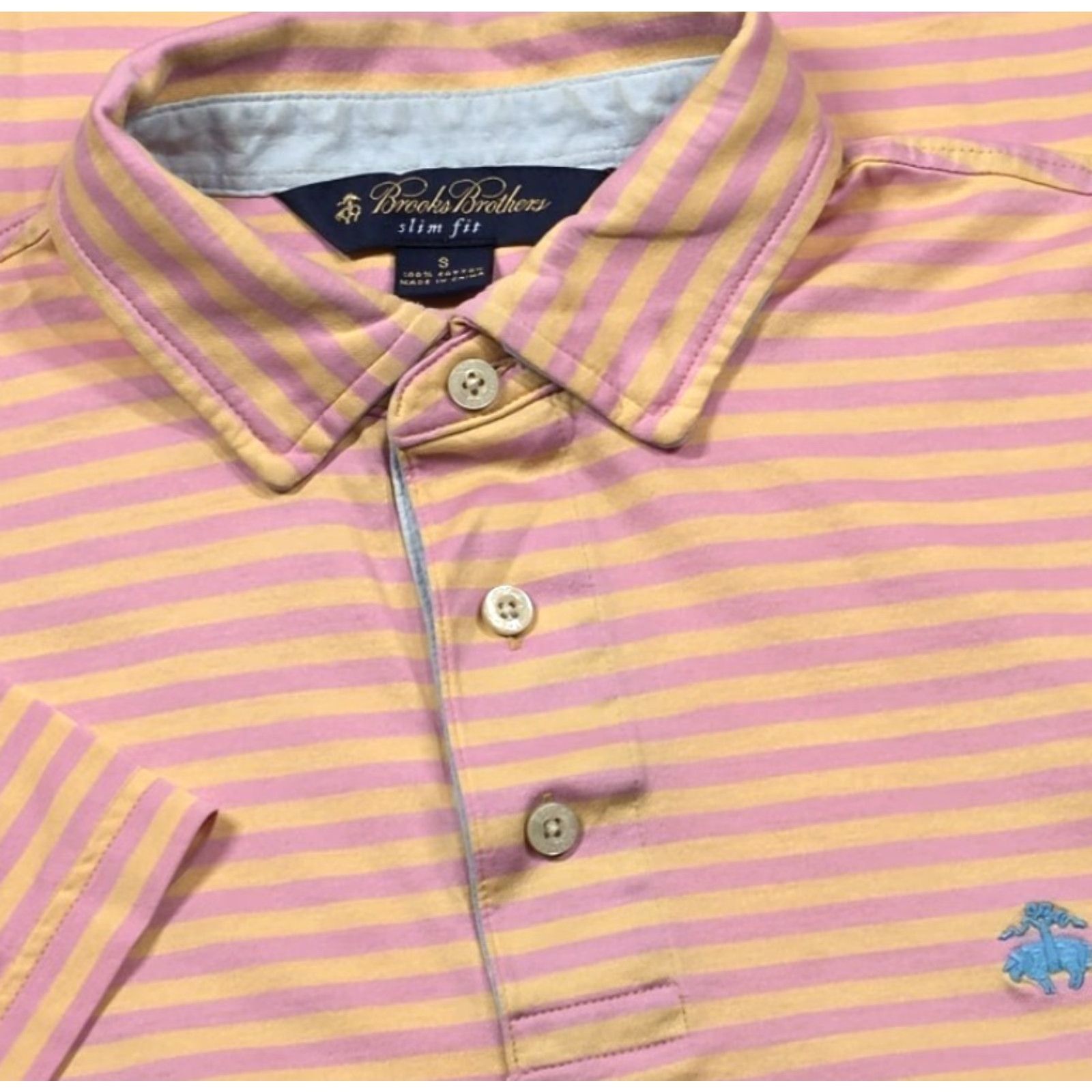 Brooks Brothers Brooks Brothers Polo Short Sleeve Pink Orange Stripe Slim Fit Cotton Men Sz S Size US S / EU 44-46 / 1 - 2 Thumbnail
