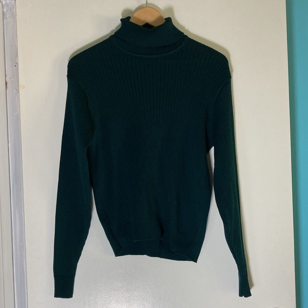 Jaeger Jaeger Vintage Forest Green Wool Ribbed Knit Pullover Turtle Size M / US 6-8 / IT 42-44 - 6 Thumbnail