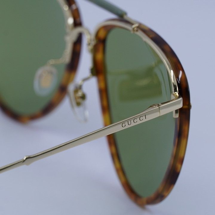 Gucci Gucci GG0672S 003 Sunglasses Havana/Gold Aviator Frame Size ONE SIZE - 7 Thumbnail