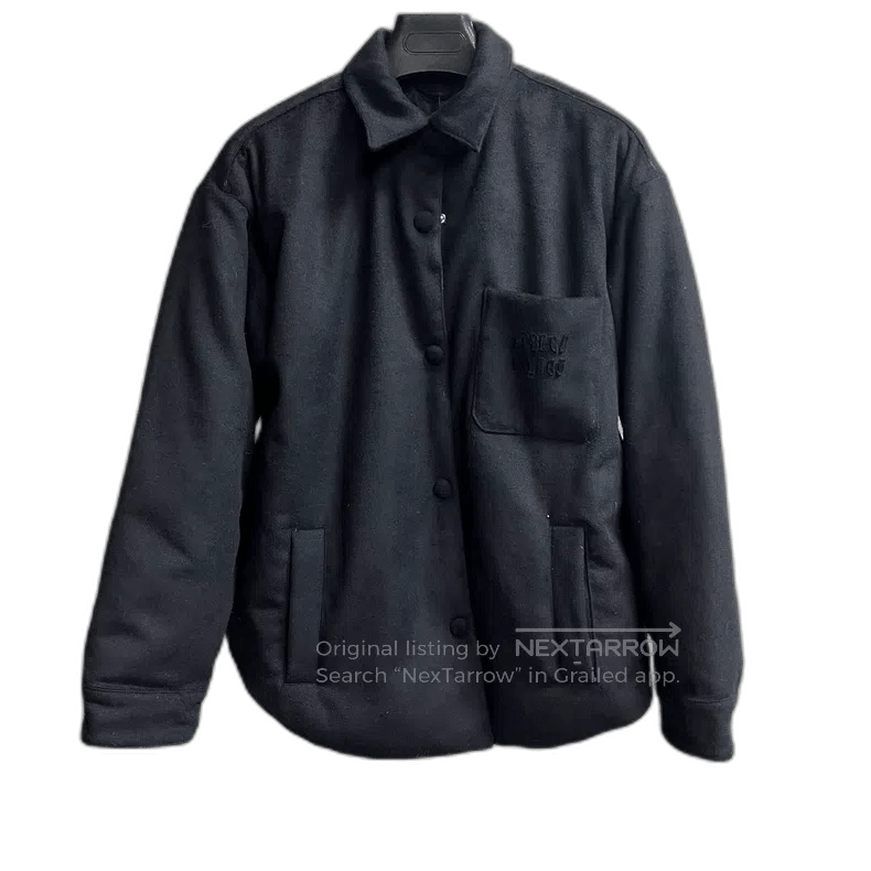 Miu Miu Miu Miu Black Logo Print Cotton Jacket. Size US S / EU 44-46 / 1 - 1 Thumbnail