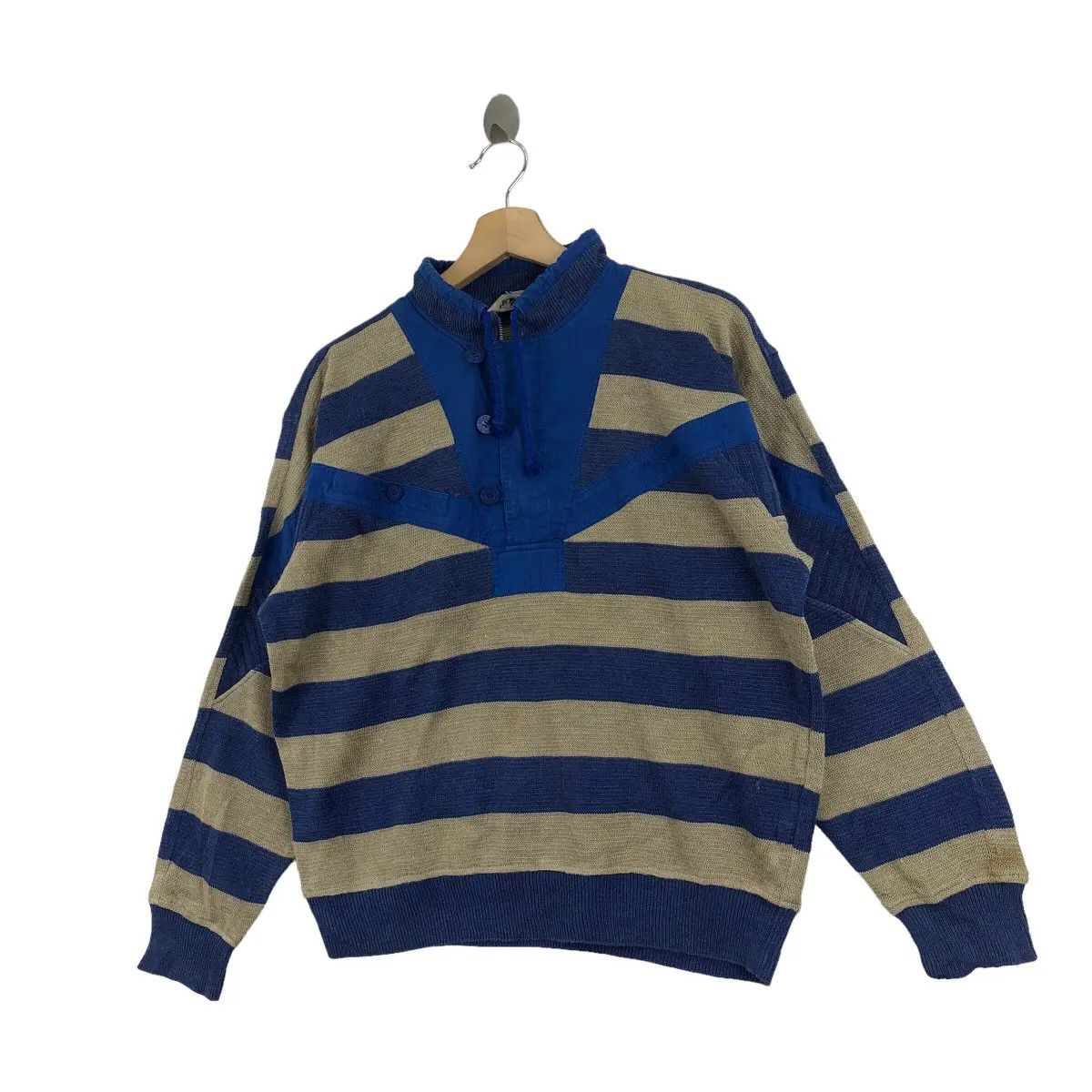 Vintage Vtg PIA SPORTS RACING Team Striped Knitwear Sweater Size XL / US 12-14 / IT 48-50 - 2 Thumbnail