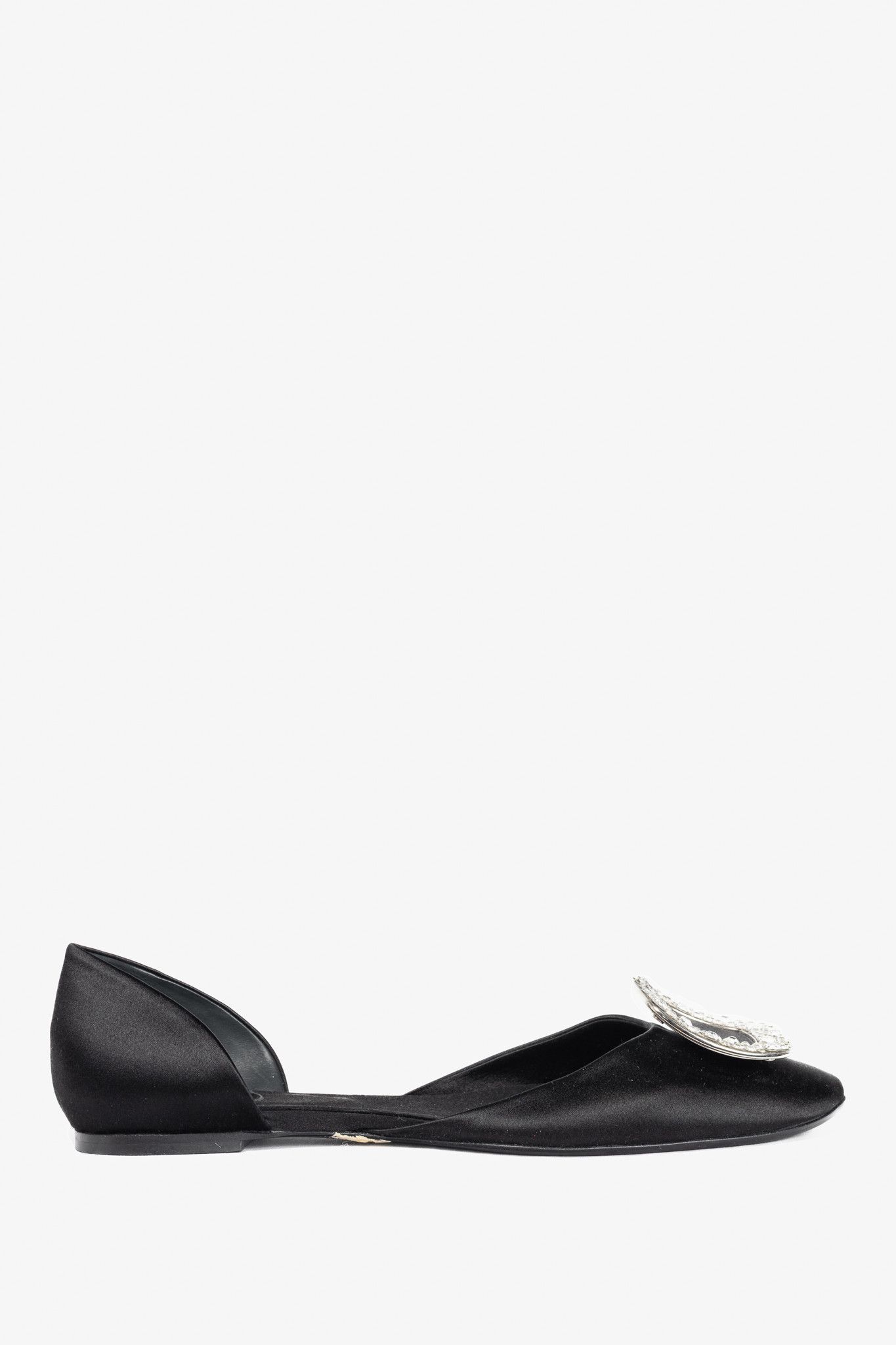 Roger Vivier Roger Vivier Chips Black Silk Strass-Buckle Flats Size US 9 / IT 39 - 2 Thumbnail