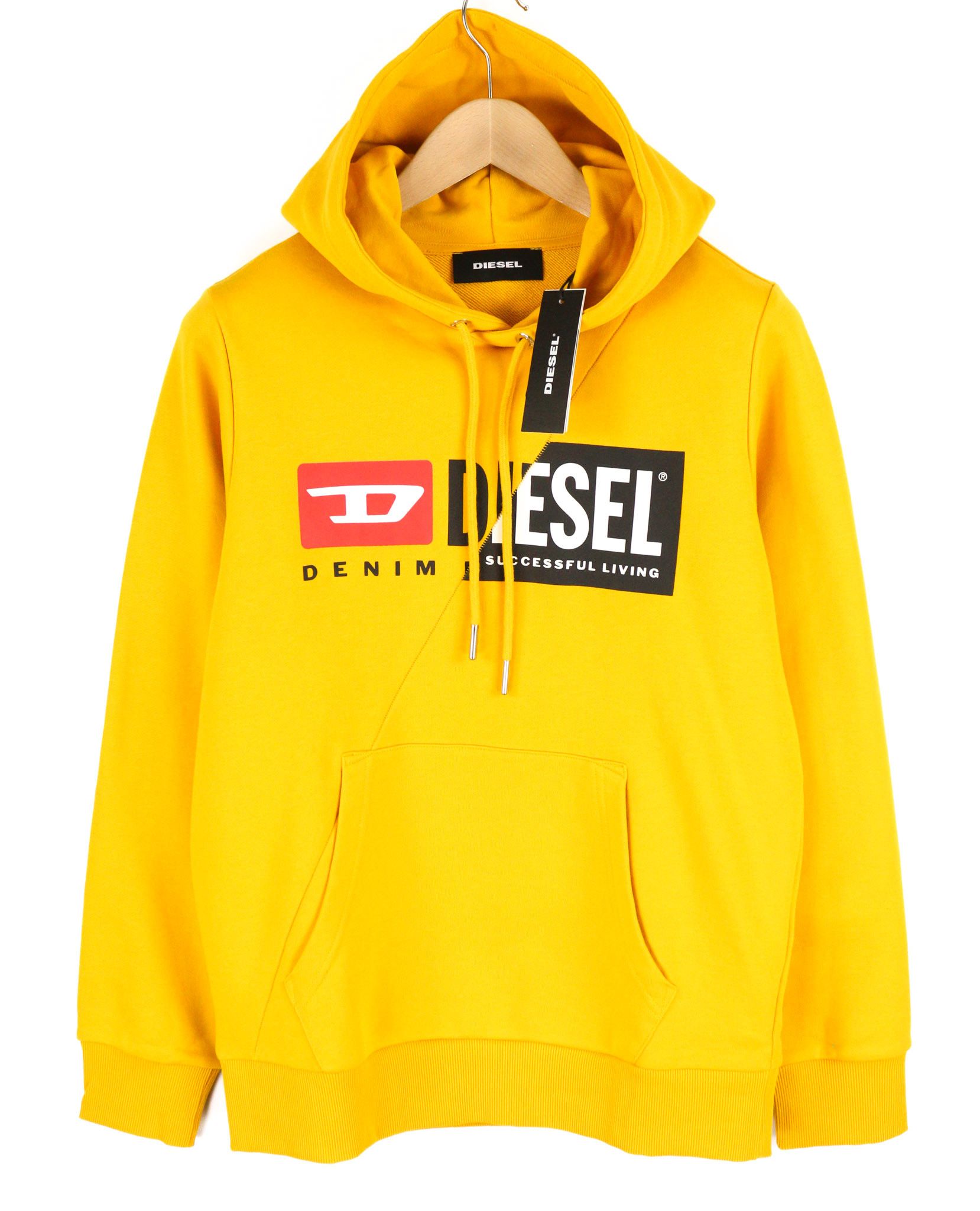 Diesel S-Girk-Hood-Cuty Men Hoodie S Yellow Pullover Kangaroo 40117 Size US S / EU 44-46 / 1 - 1 Thumbnail