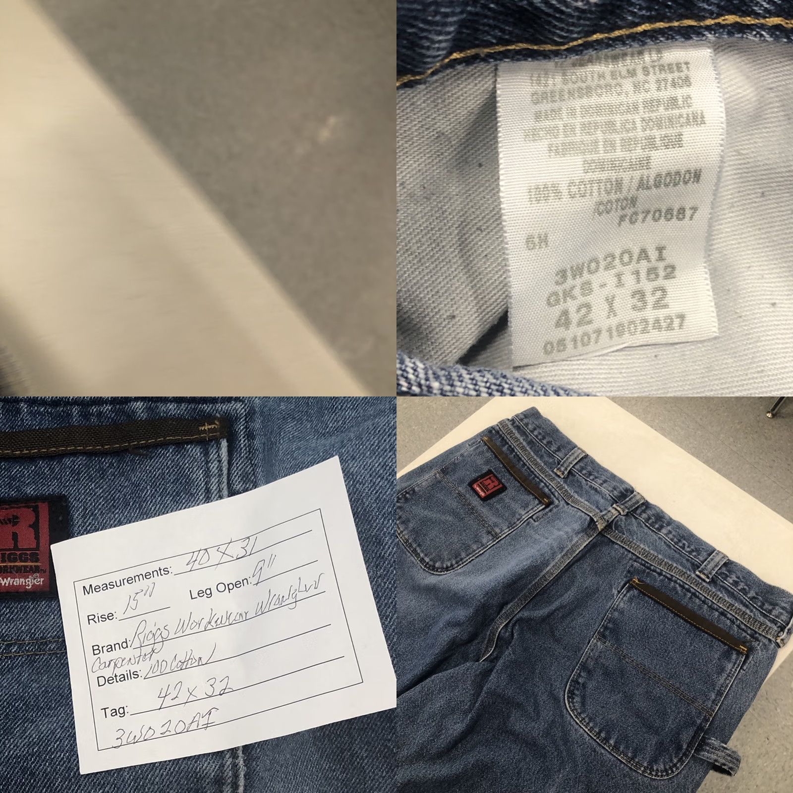 Wrangler Wrangler Men's Riggs Workwear Carpenter Utility Jeans Denim Blue 40x31 Relaxed Straight 5-Pocket Mens Jeans Size US 40 / EU 56 - 8 Thumbnail