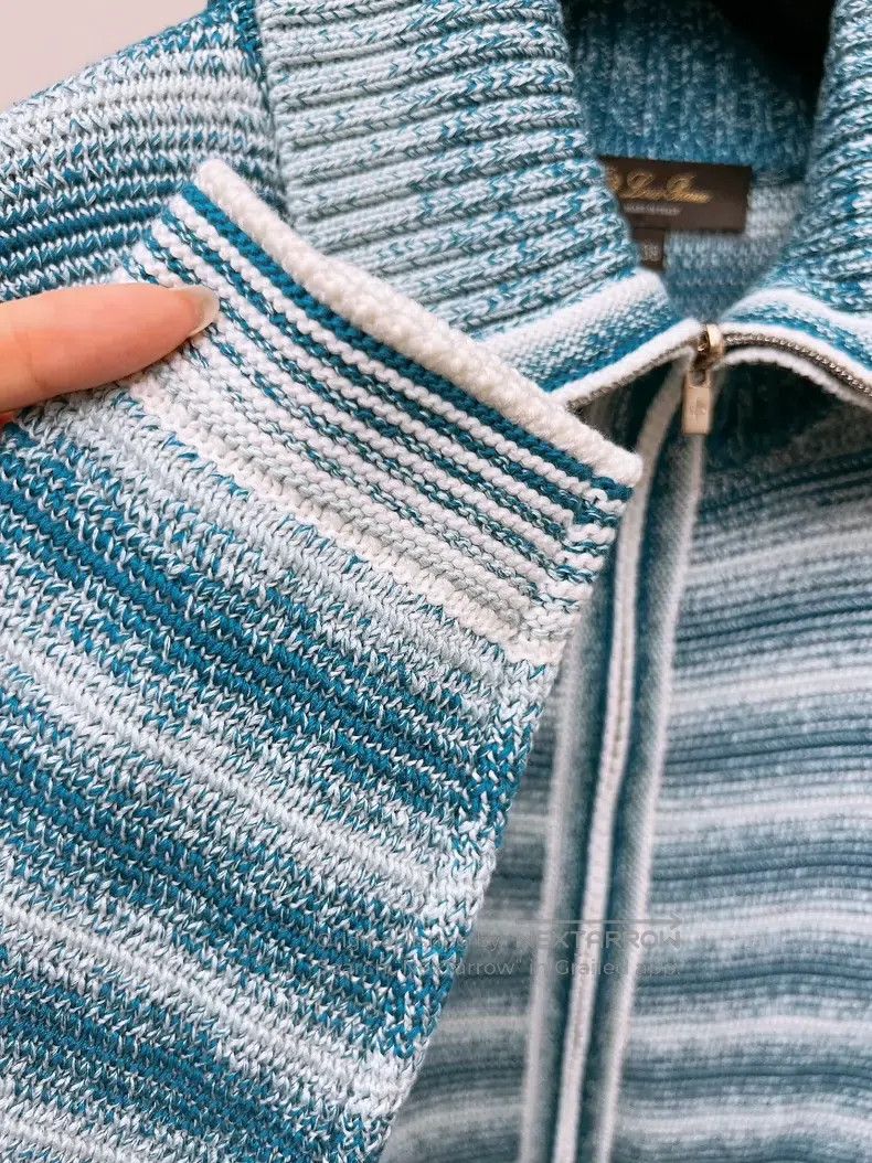 Loro Piana Loro Piana Navy and White Gradient Striped Crewneck Knit S Size XS / US 0-2 / IT 36-38 - 5 Thumbnail