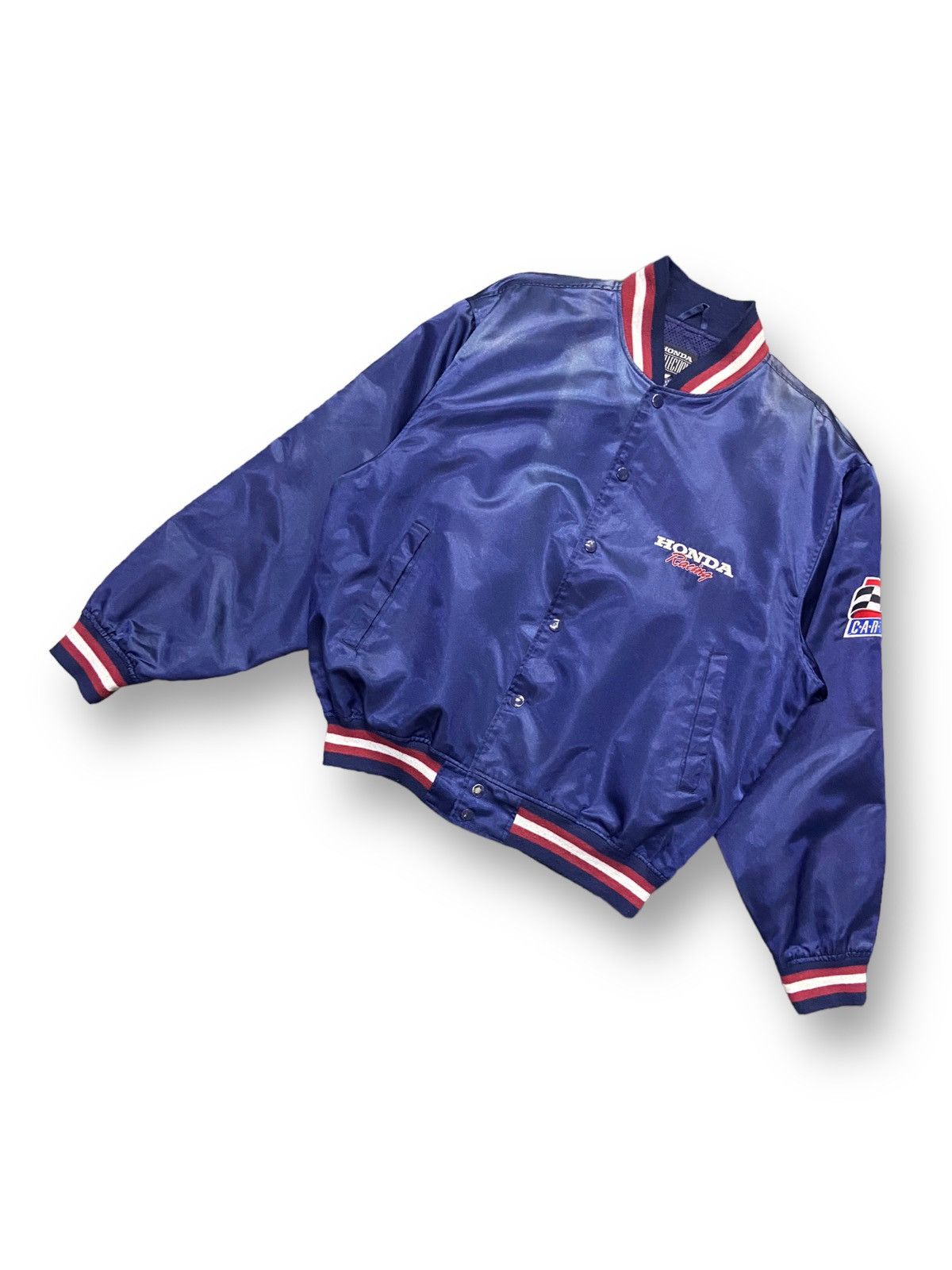 Honda × Vintage Vintage 90s Honda Racing Embroidered Sun faded Bomber Jacket Size US L / EU 52-54 / 3 - 3 Thumbnail