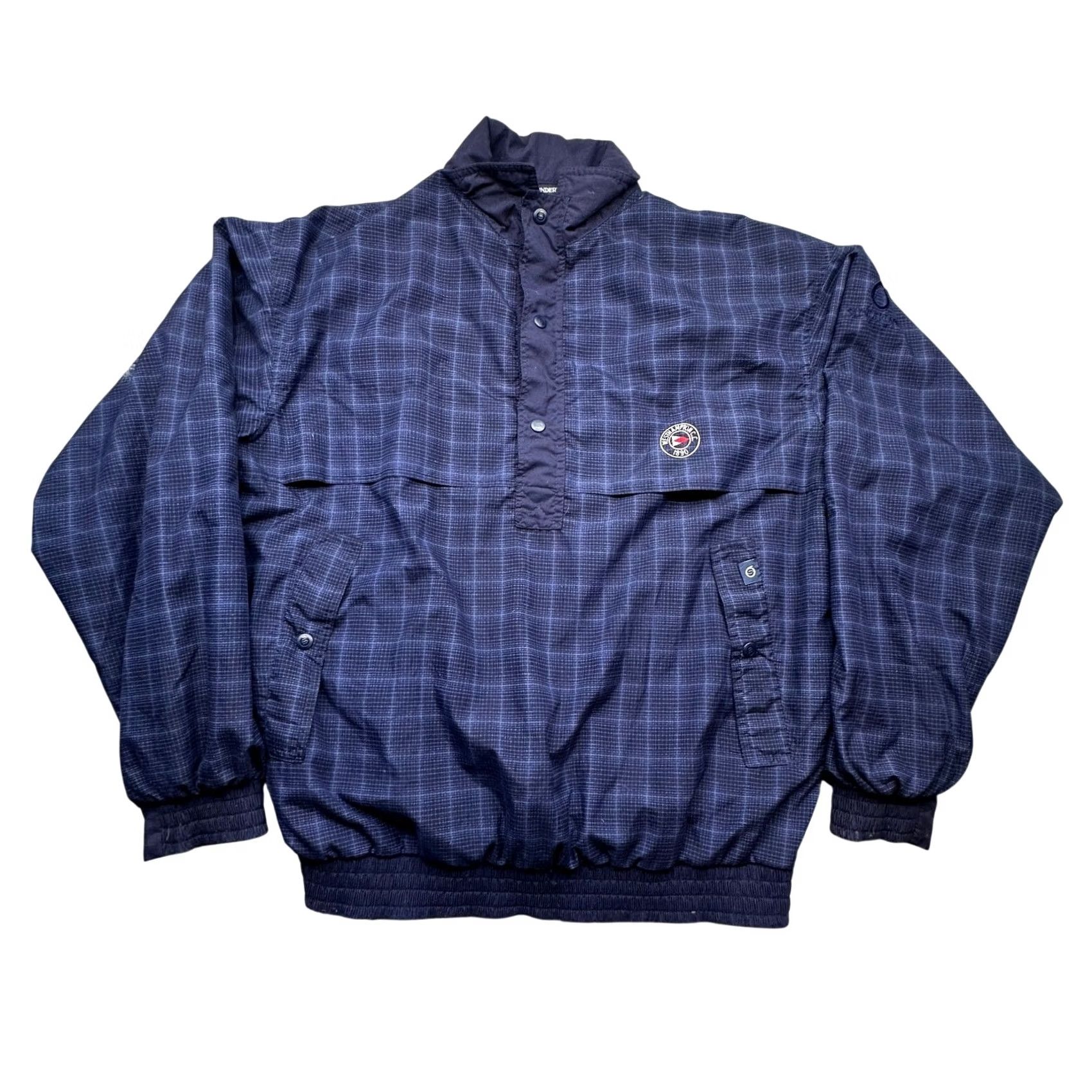Vintage VINTAGE Sunderland of Scotland Plaid Windbreaker Pullover Jacket Mens Medium Blue Size US M / EU 48-50 / 2 - 2 Thumbnail