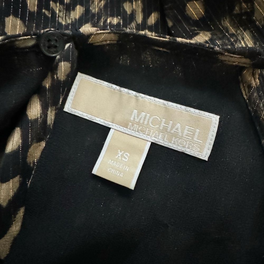 Michael Kors MICHAEL Michael Kors Cold Shoulder Blouse Black Beige Print Size XS / US 0-2 / IT 36-38 - 5 Thumbnail
