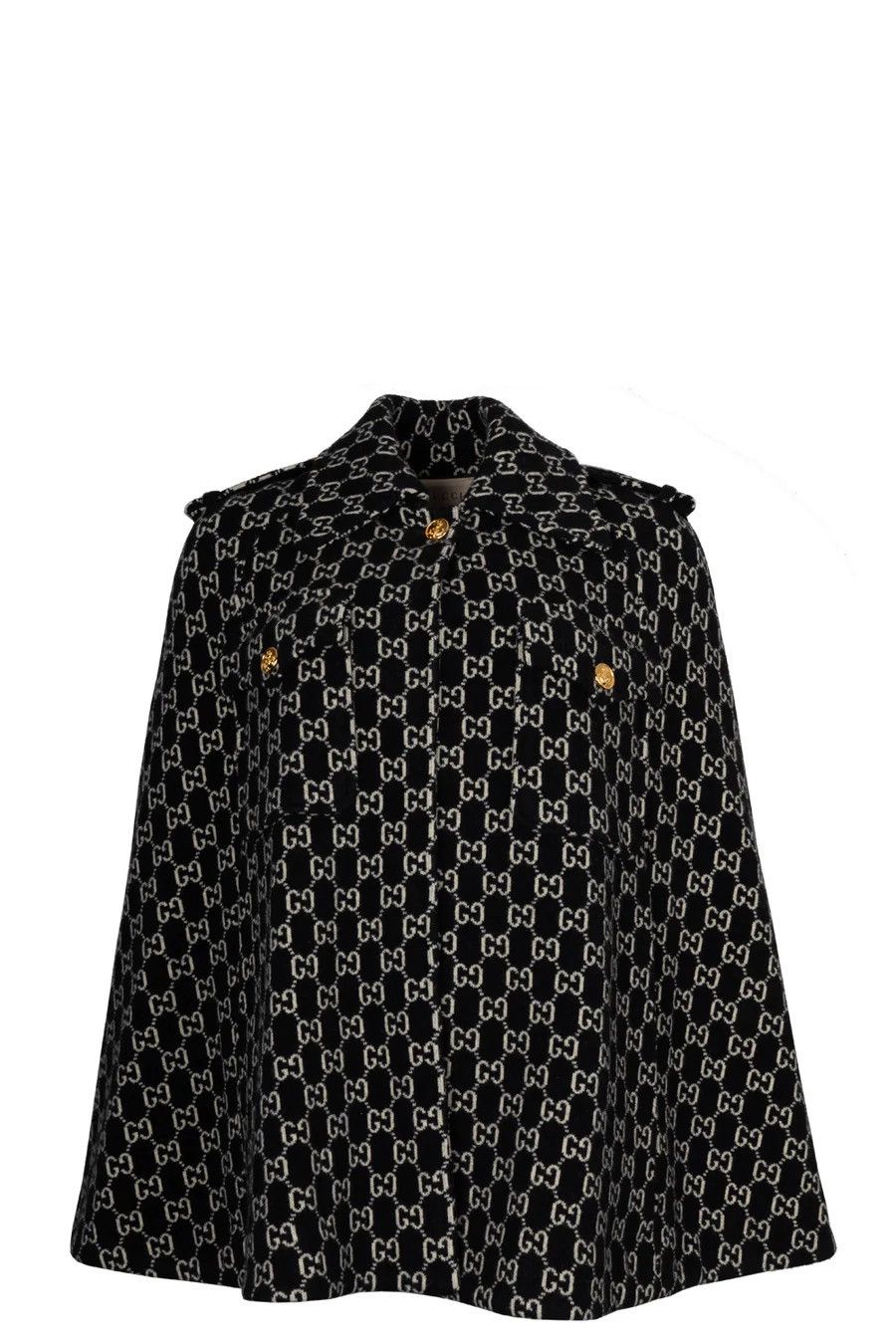Gucci GUCCI GG Supreme Cape Wool Black White Cloak Size XS / US 0-2 / IT 36-38 - 2 Thumbnail