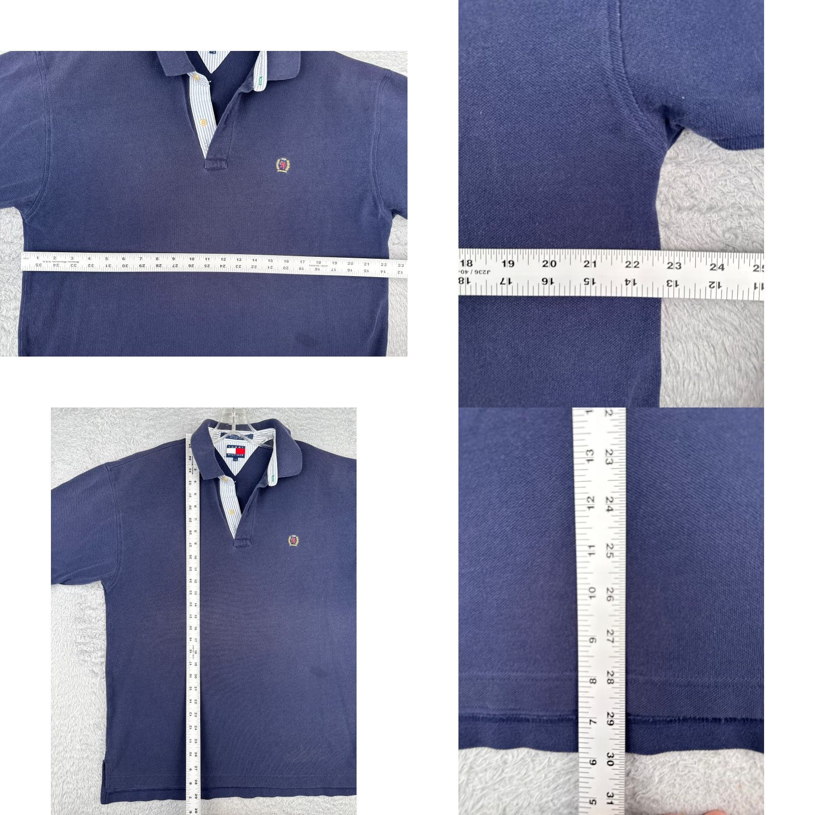 Tommy Hilfiger Tommy Hilfiger Polo Shirt Men Large Blue 100% Cotton Short Sleeve Crest Slim Fit Adult L Button Collar Logo Embroidered Casual Polo Shirt Mens Size US L / EU 52-54 / 3 - 8 Thumbnail