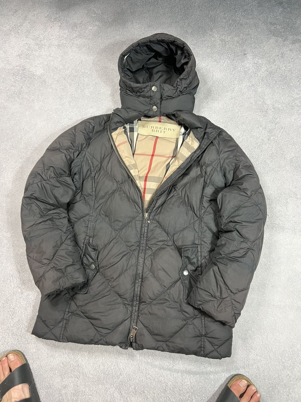 Burberry 🖤 Black Burberry London Diamond Tufted Zipper Puffer Coat Size M / US 6-8 / IT 42-44 - 3 Thumbnail