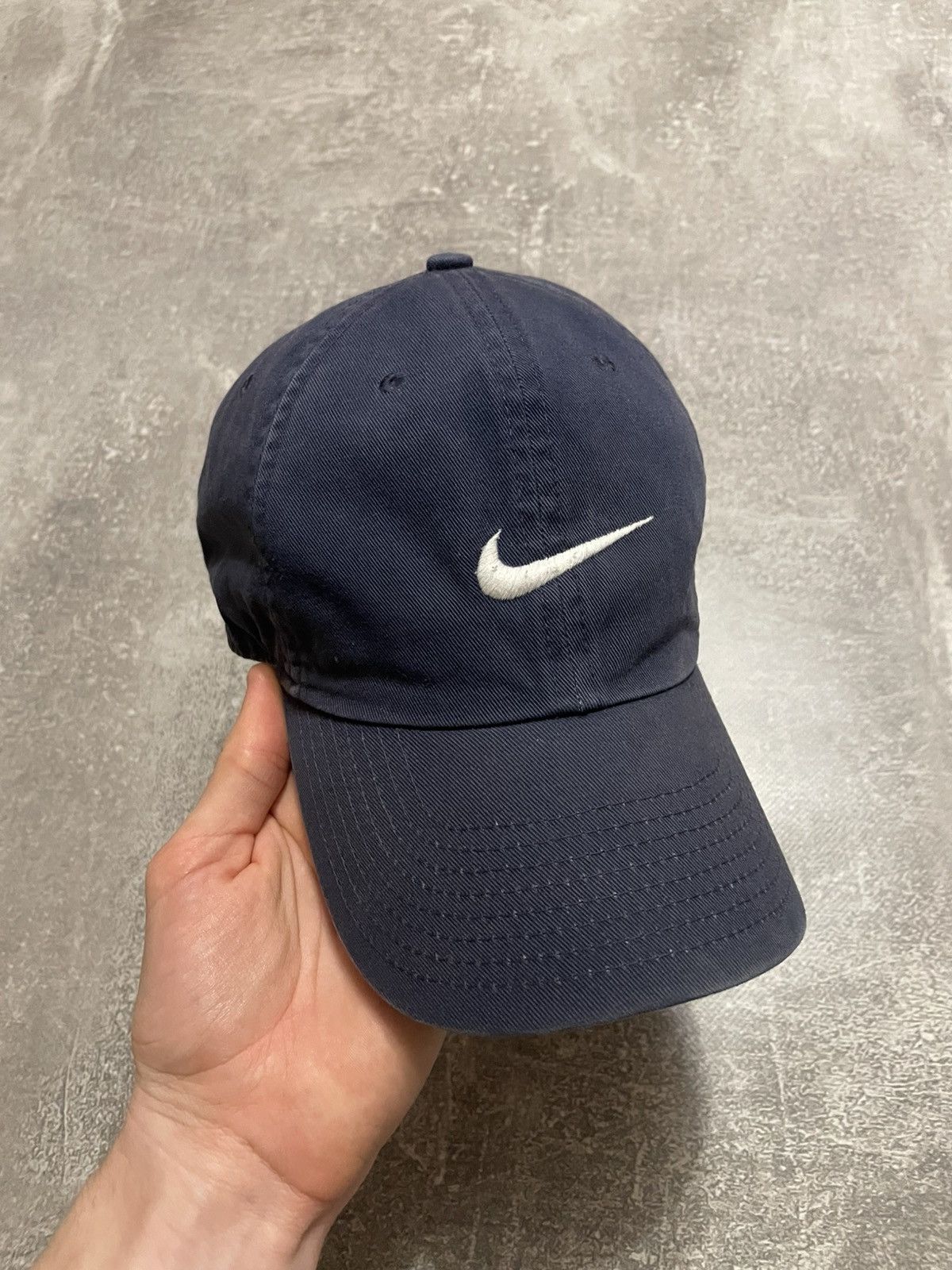 Nike × Vintage Vintage Nike Swoosh Logo Navy Blue Y2K Cap Hat Size ONE SIZE - 1 Thumbnail