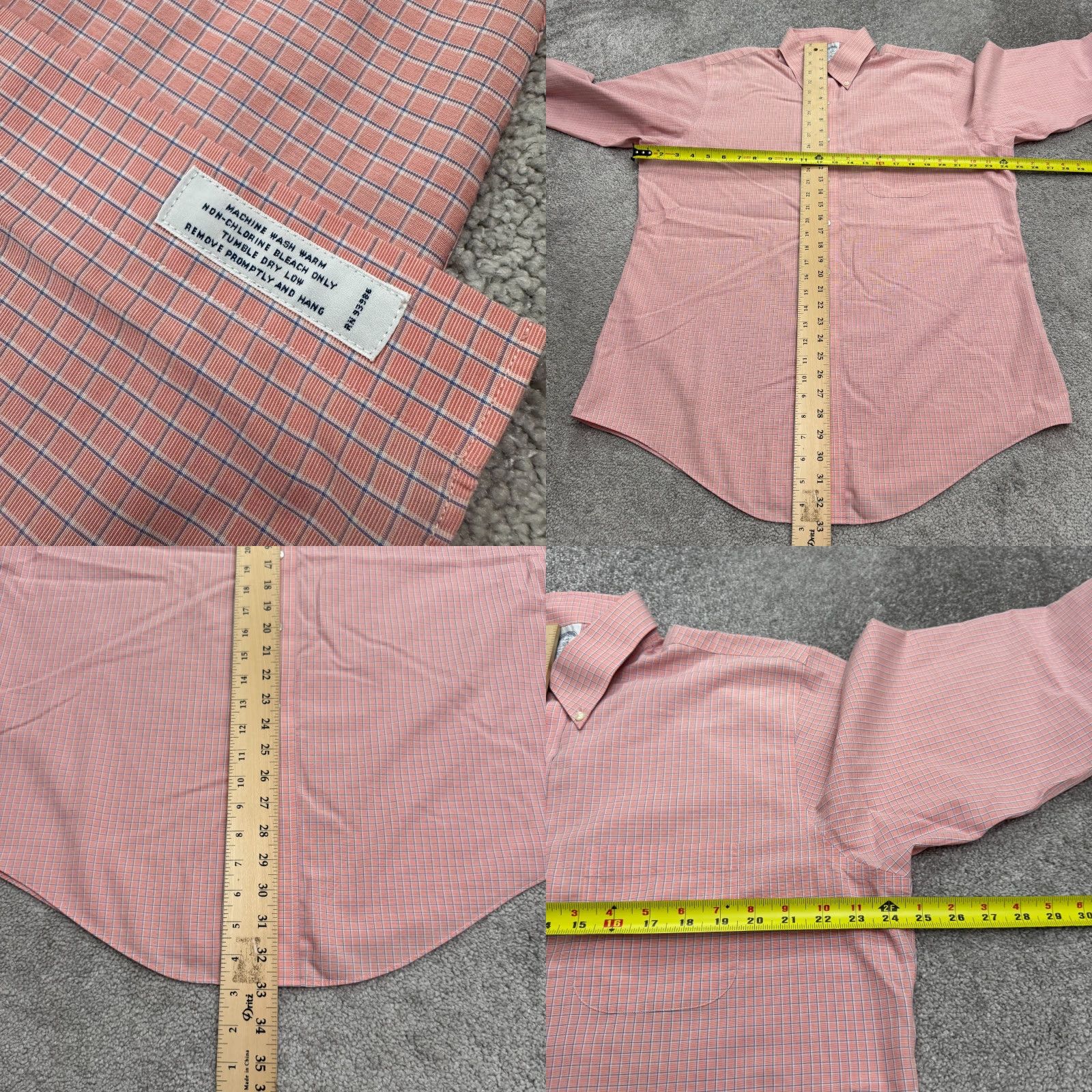 Brooks Brothers Brooks Brothers Dress Shirt Mens 17-34 Orange Plaid Non Iron Slim Fit Shirt Size 46R - 8 Thumbnail