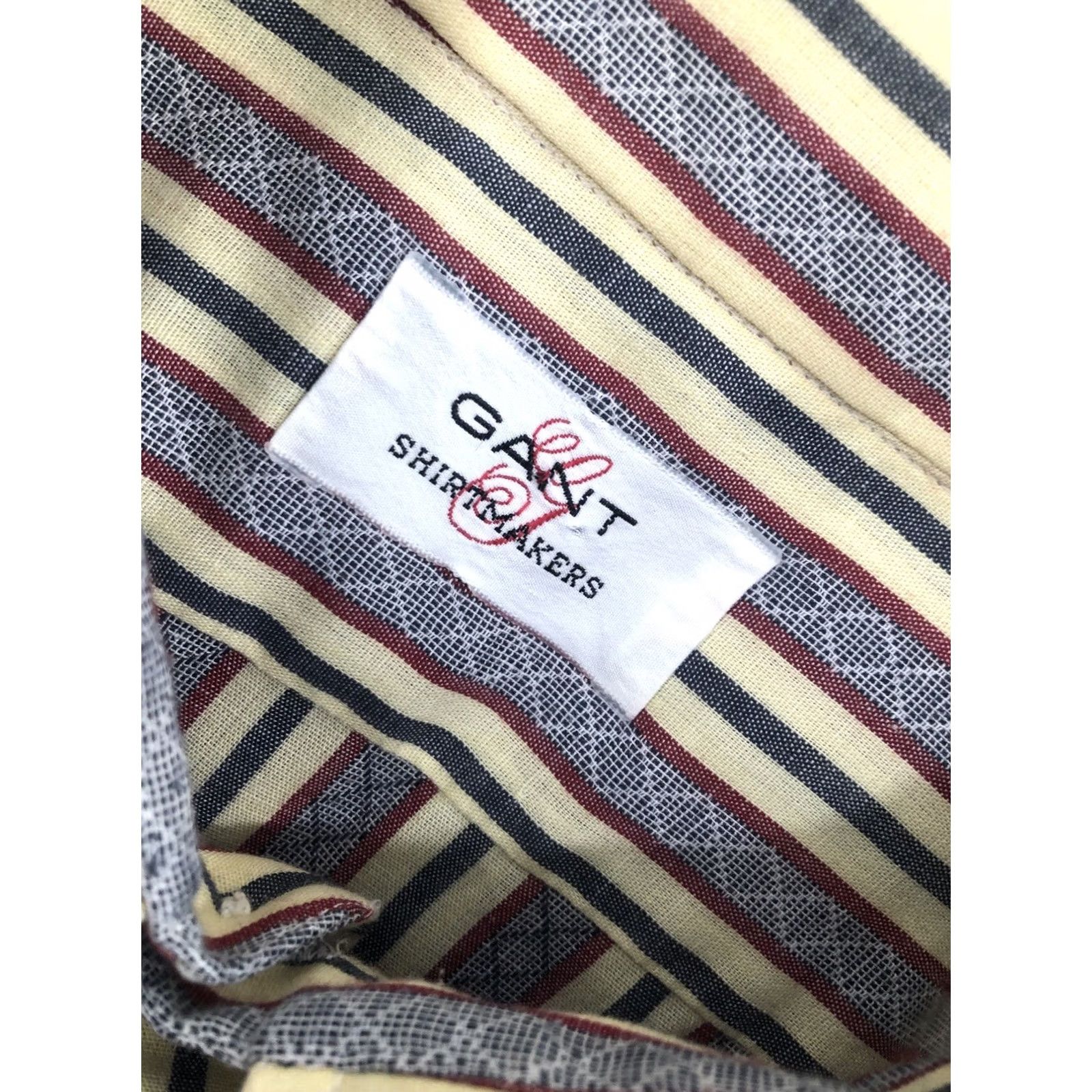 Gant GANT SHIRTMAKERS Vintage 1960s UNION MADE Mens 17 / 34 Shirt Long Sleeve Button-Up Blue Pale Yellow Red Size US XL / EU 56 / 4 - 6 Thumbnail