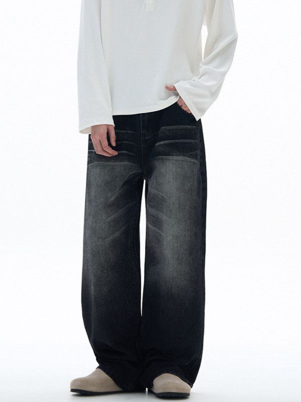 Japanese Brand American street loose washed distressed black jeans for men Size US 32 / EU 48 - 1 Thumbnail
