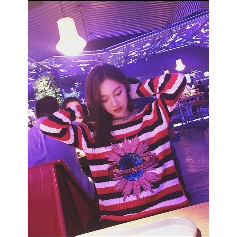 Gucci Gucci Womens Striped Sweater With Sequin Planet Appliqué Size S / US 4 / IT 40 - 8 Thumbnail