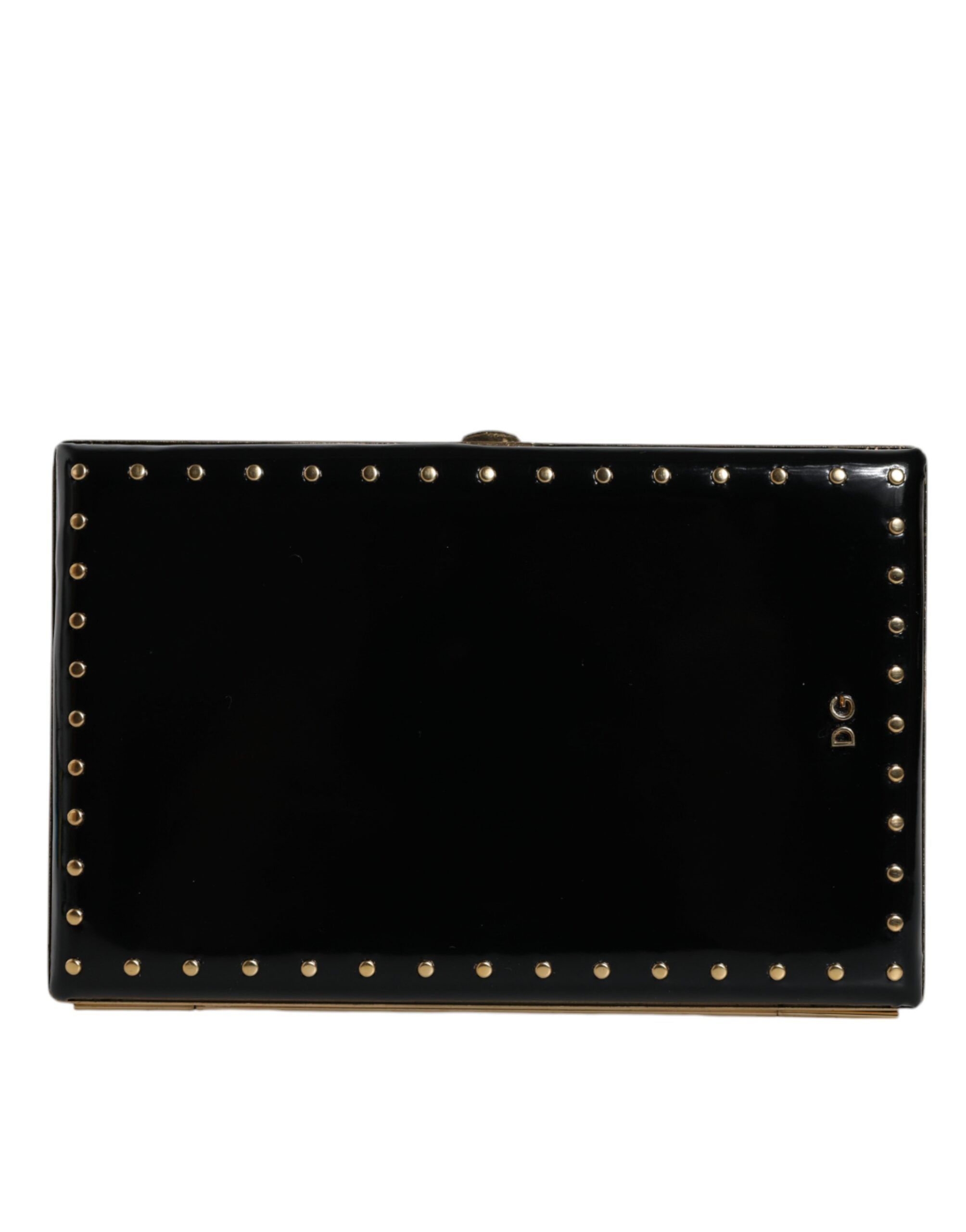 Dolce & Gabbana Black Leather Studs Gold Frame Clutch Evening Purse Women's Size ONE SIZE - 1 Thumbnail