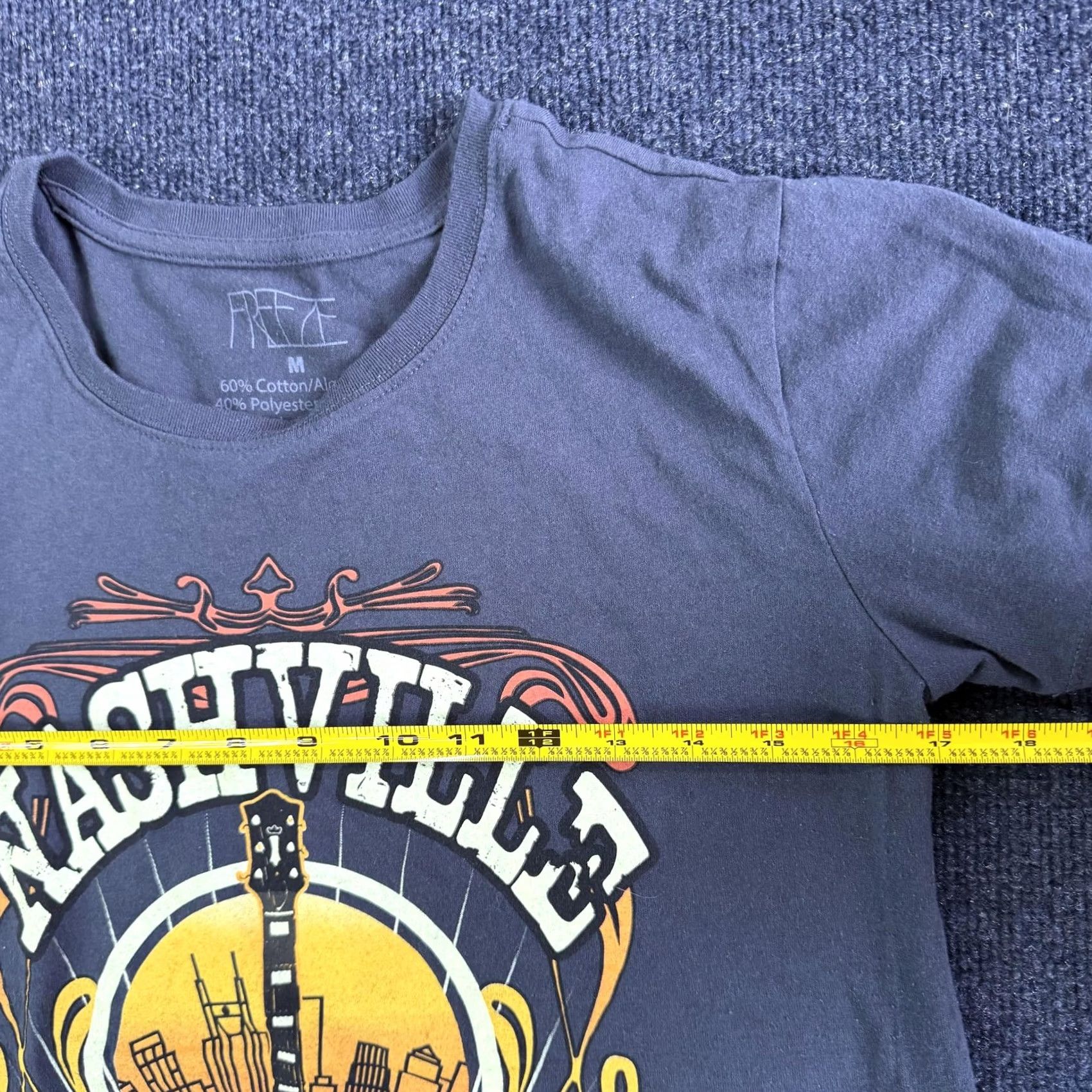 Vintage Freeze Nashville Music City Shirt Womens Medium Blue Guitar Graphic Tee T-Shirt Size M / US 6-8 / IT 42-44 - 4 Thumbnail