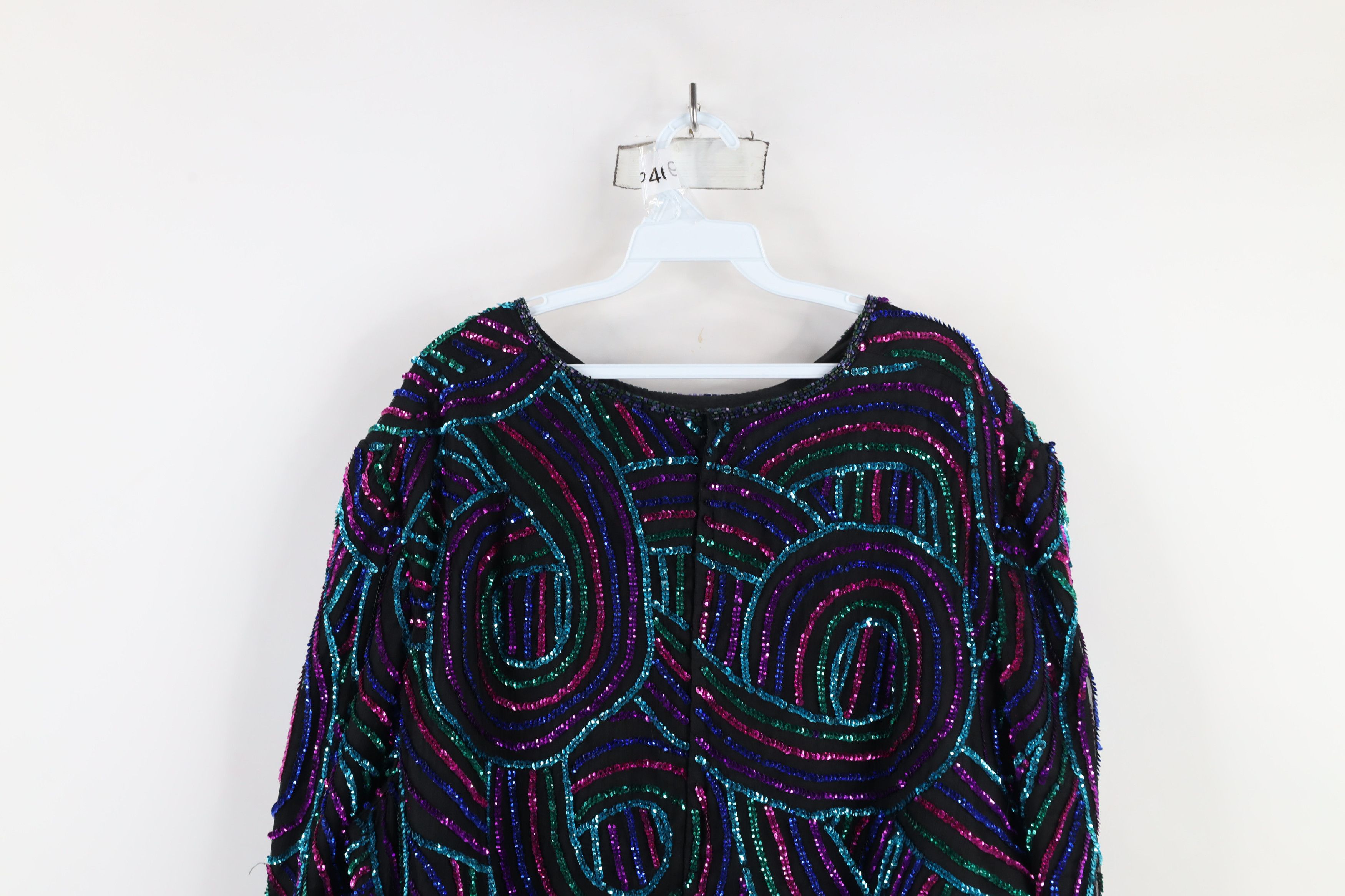 Vintage Vintage 90s Scala Swirl Sequin Beaded Party Shirt Oversized Size 3XL / US 20-22 - 14 Thumbnail