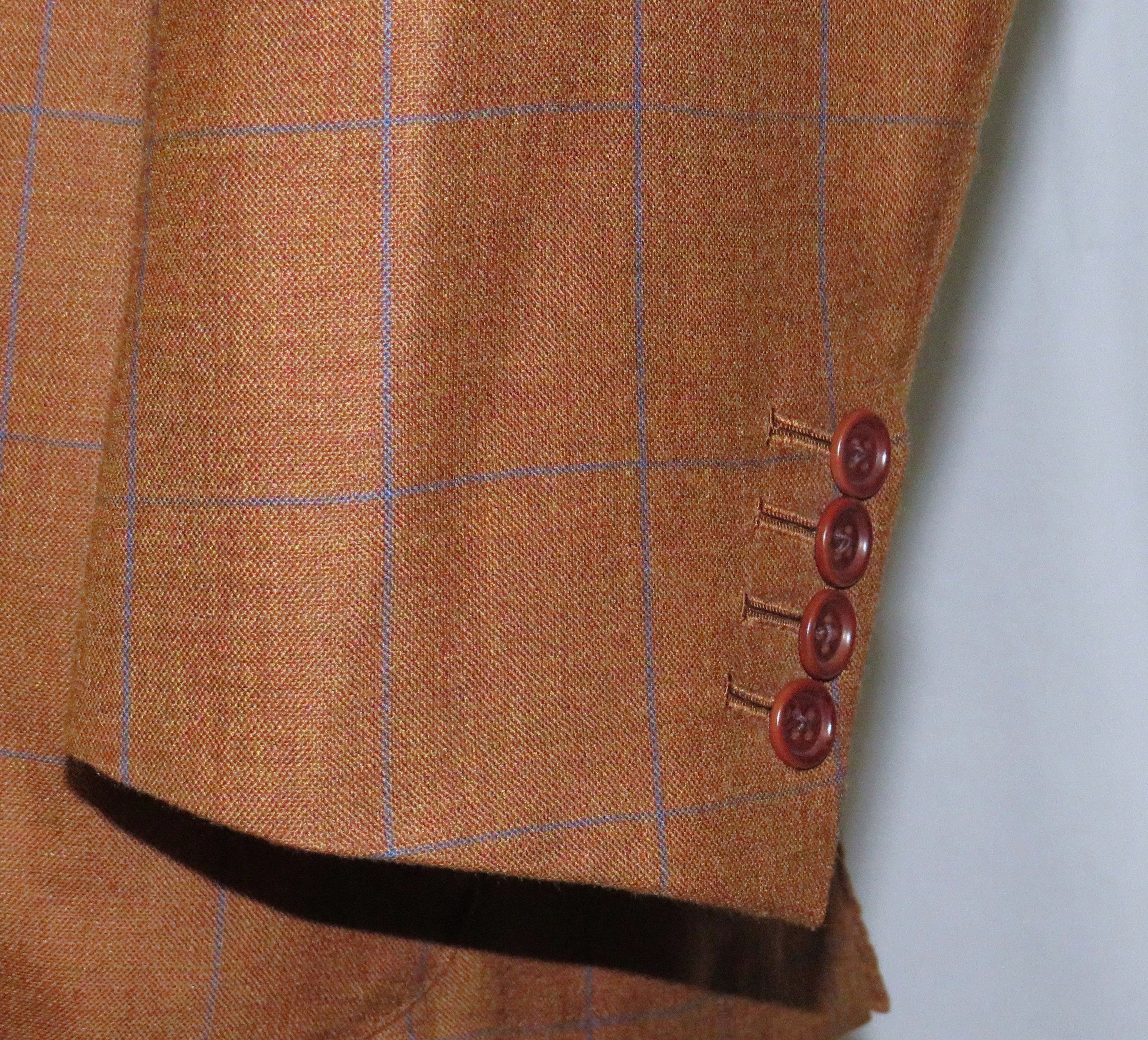 Kiton Handmade Brown Windowpane 100% Cashmere 3/2 Sport Coat 39R Size 38R - 7 Thumbnail