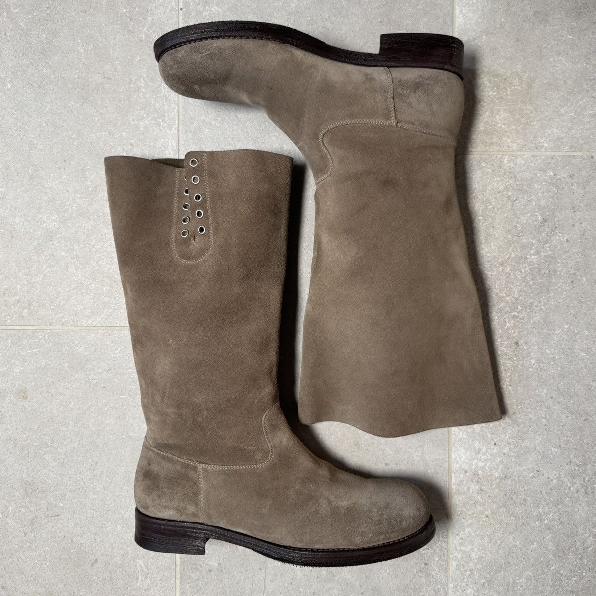 Maison Margiela 2005 Martin Margiela Khaki Suede Leather Boots Size US 13 / EU 46 - 2 Thumbnail