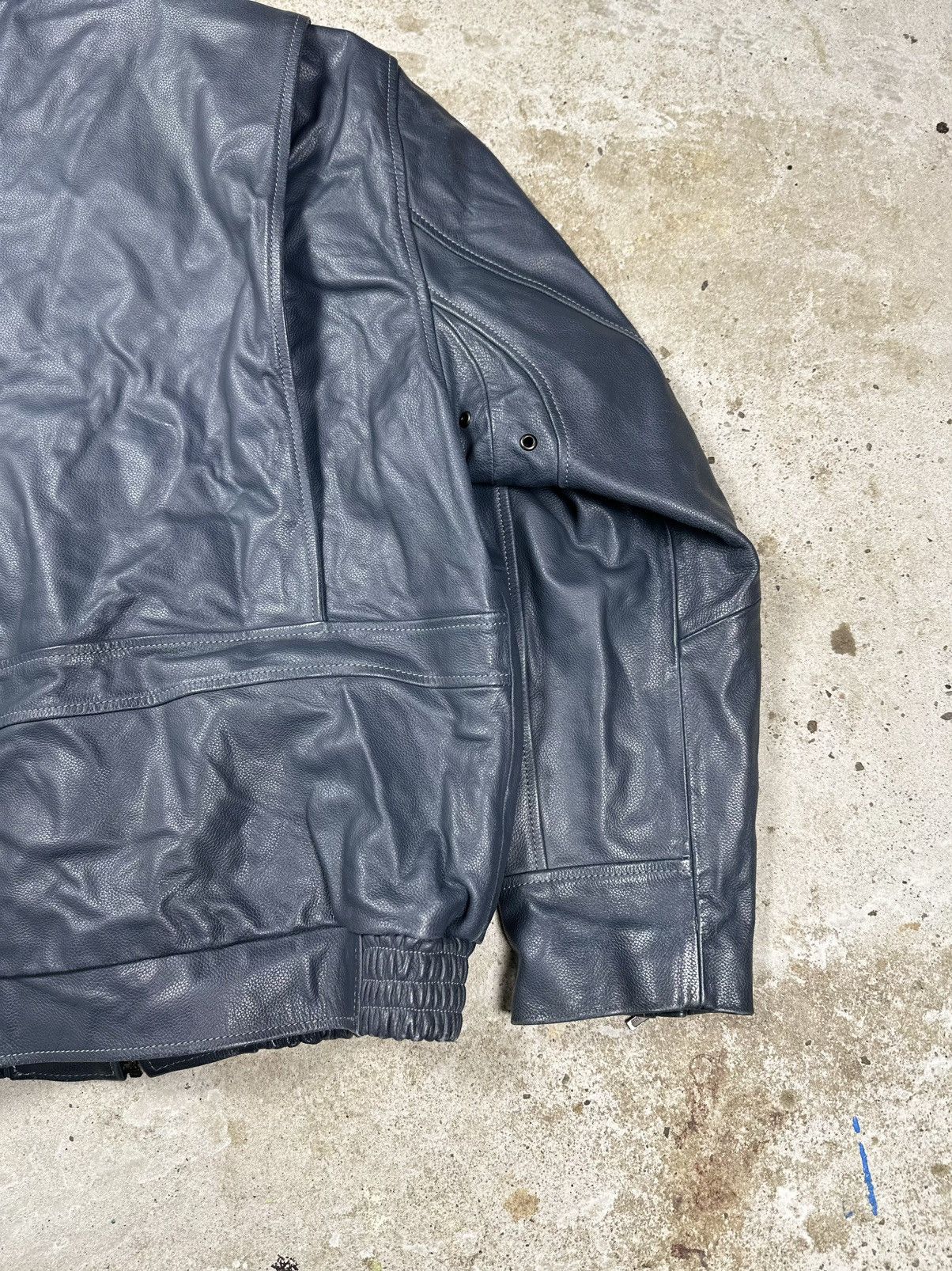 Vintage Y2K A2 Type Grey Leather Bomber Flyers Jacket