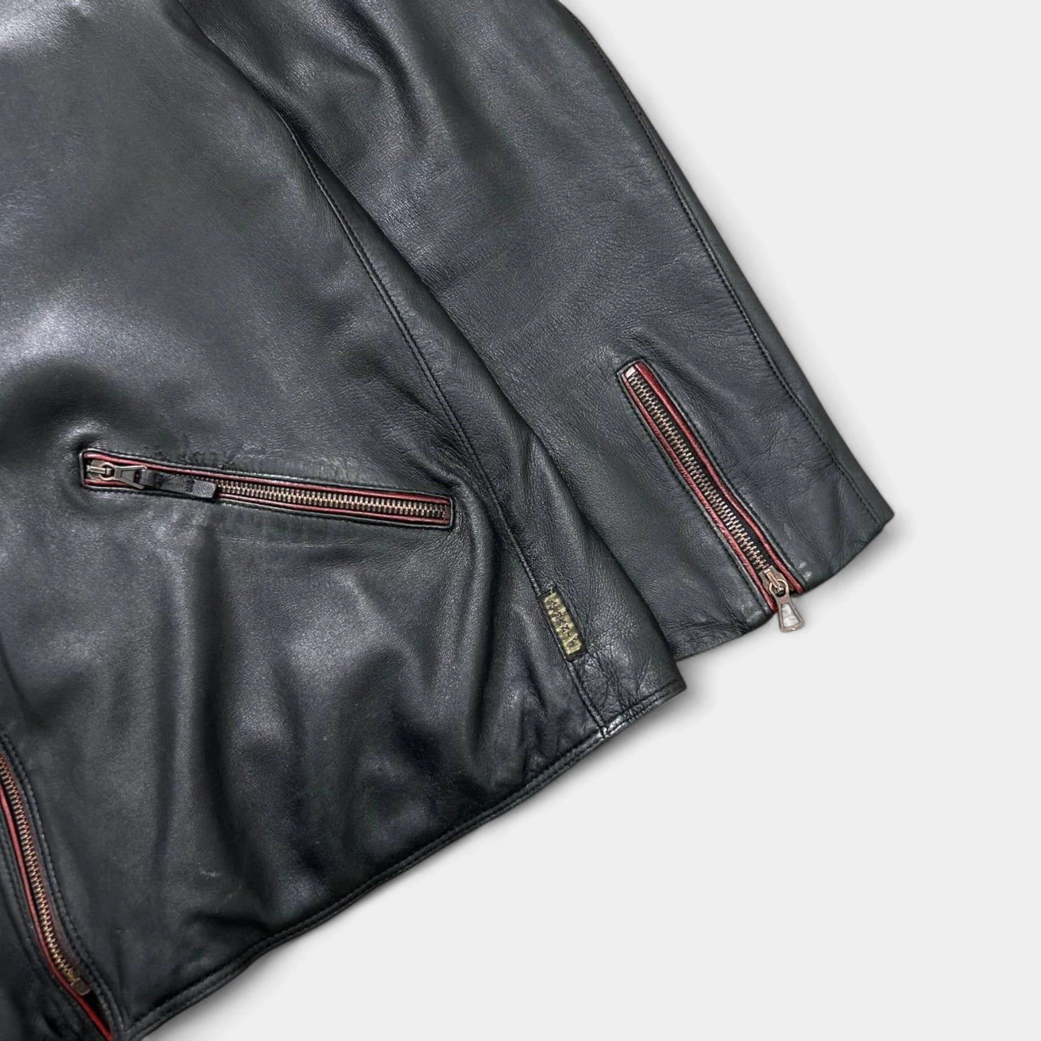 Armani Armani Jeans 90s Black Leather Blazer Jacket Size US L / EU 52-54 / 3 - 3 Thumbnail