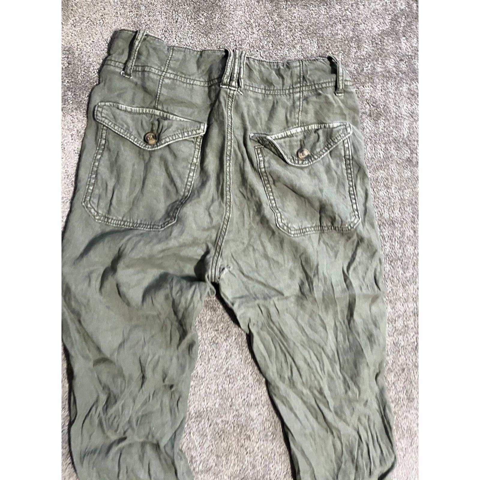 American Eagle Outfitters American Eagle Pants Womens 2 High Rise Green Pockets Linen Blend Size 26" / US 2 / IT 38 - 4 Thumbnail