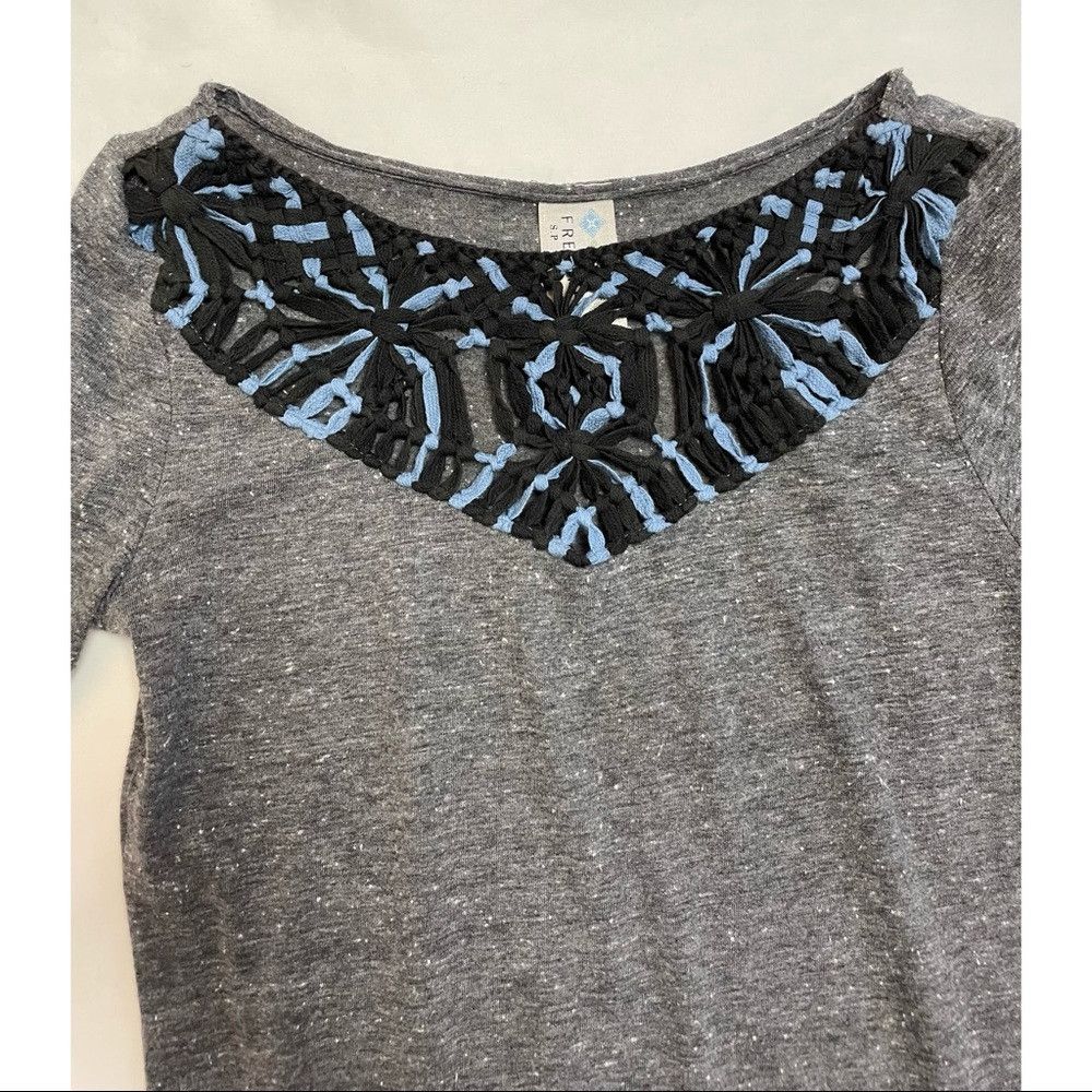 Free People Free People Crochet Trim Asymmetrical Grey Dress Size S Size S / US 4 / IT 40 - 9 Thumbnail