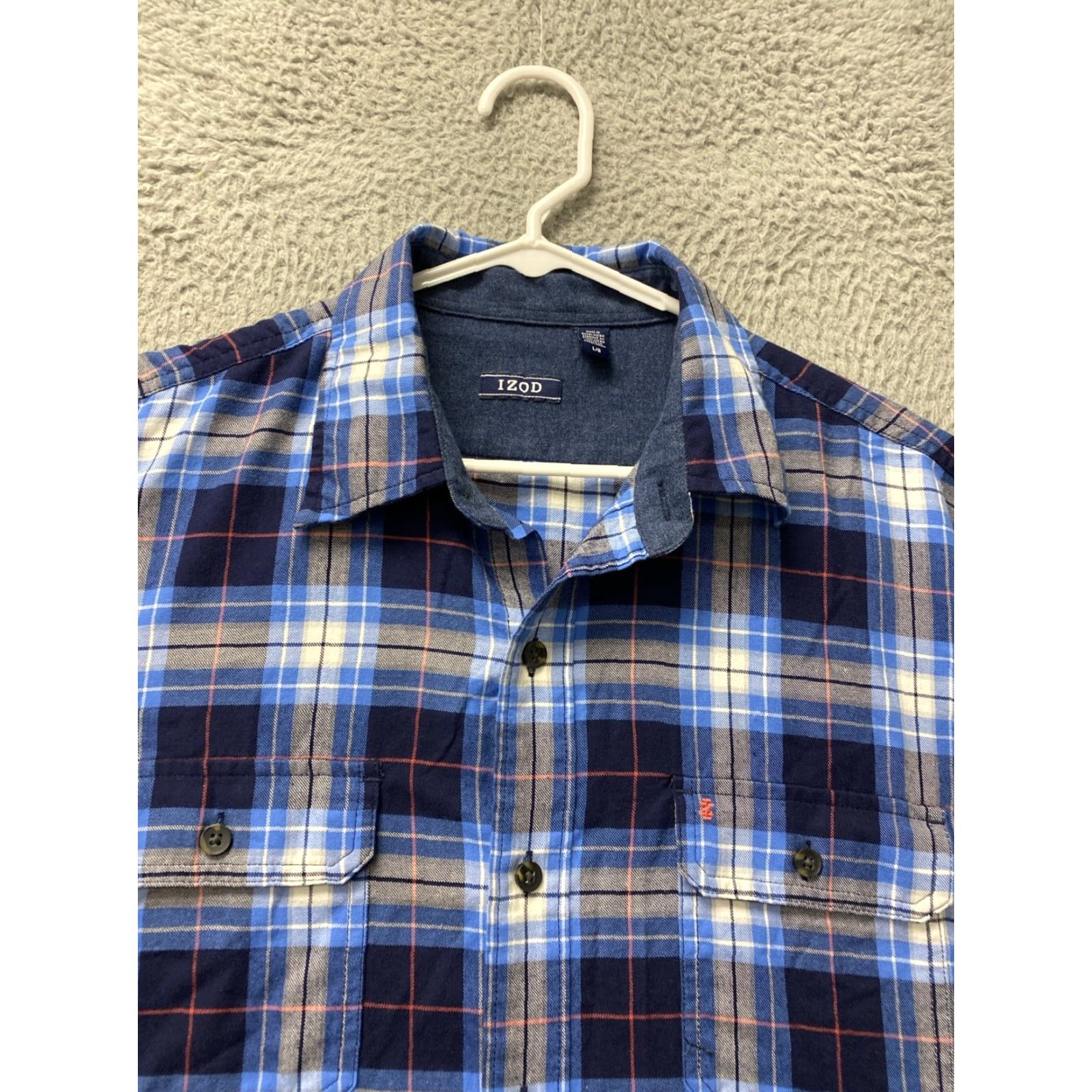 Izod VINTAGE IZOD Button-Up Shirt Mens Large Plaid Classic Fit Blue 48 in Chest Long Sleeve 64-67 Size US L / EU 52-54 / 3 - 3 Thumbnail