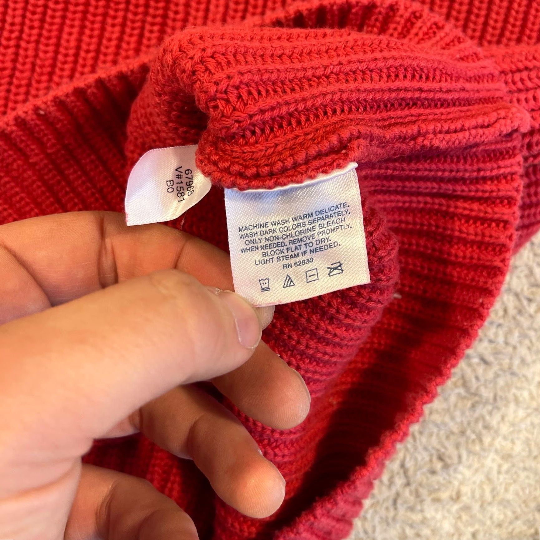 Lands' End VINTAGE Lands' End Sweater Women's Small Red Fisherman Cotton Knit Turtleneck Y2K Size S / US 4 / IT 40 - 4 Thumbnail