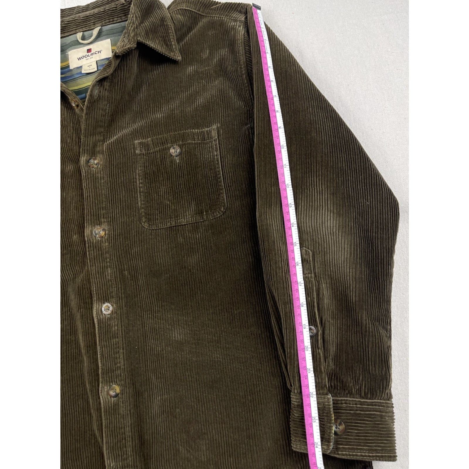 Vintage Woolrich Corduroy Shirt Jacket Lined Sz Large Brown 90s Aztec Workwear Mens Size US L / EU 52-54 / 3 - 6 Thumbnail
