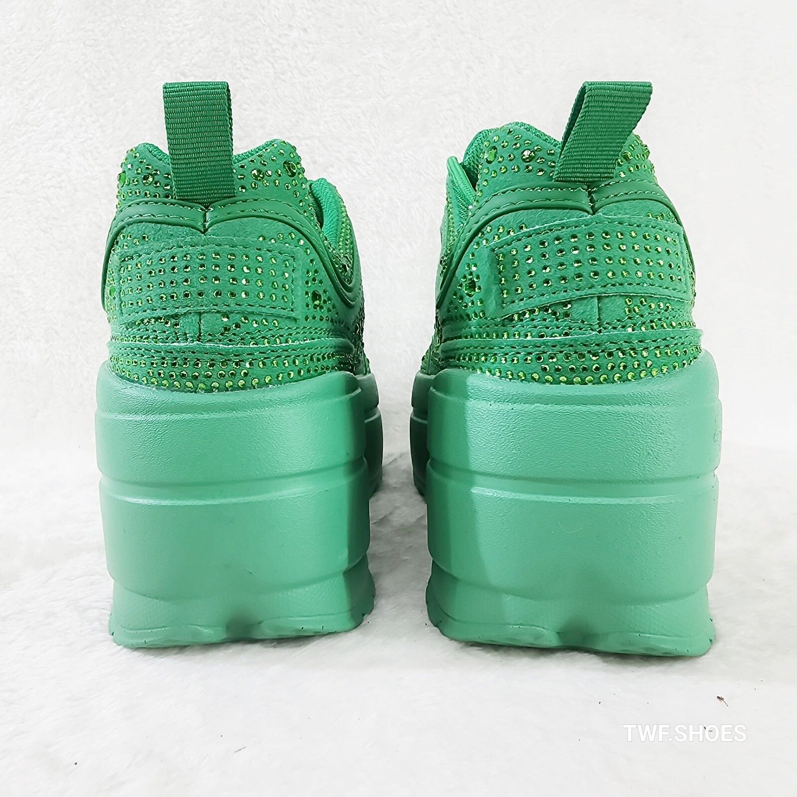 Other Ultra Cush Kelly Green Rhinestone Platform Sneakers (US Shoe Size US 6 / IT 36 - 4 Thumbnail